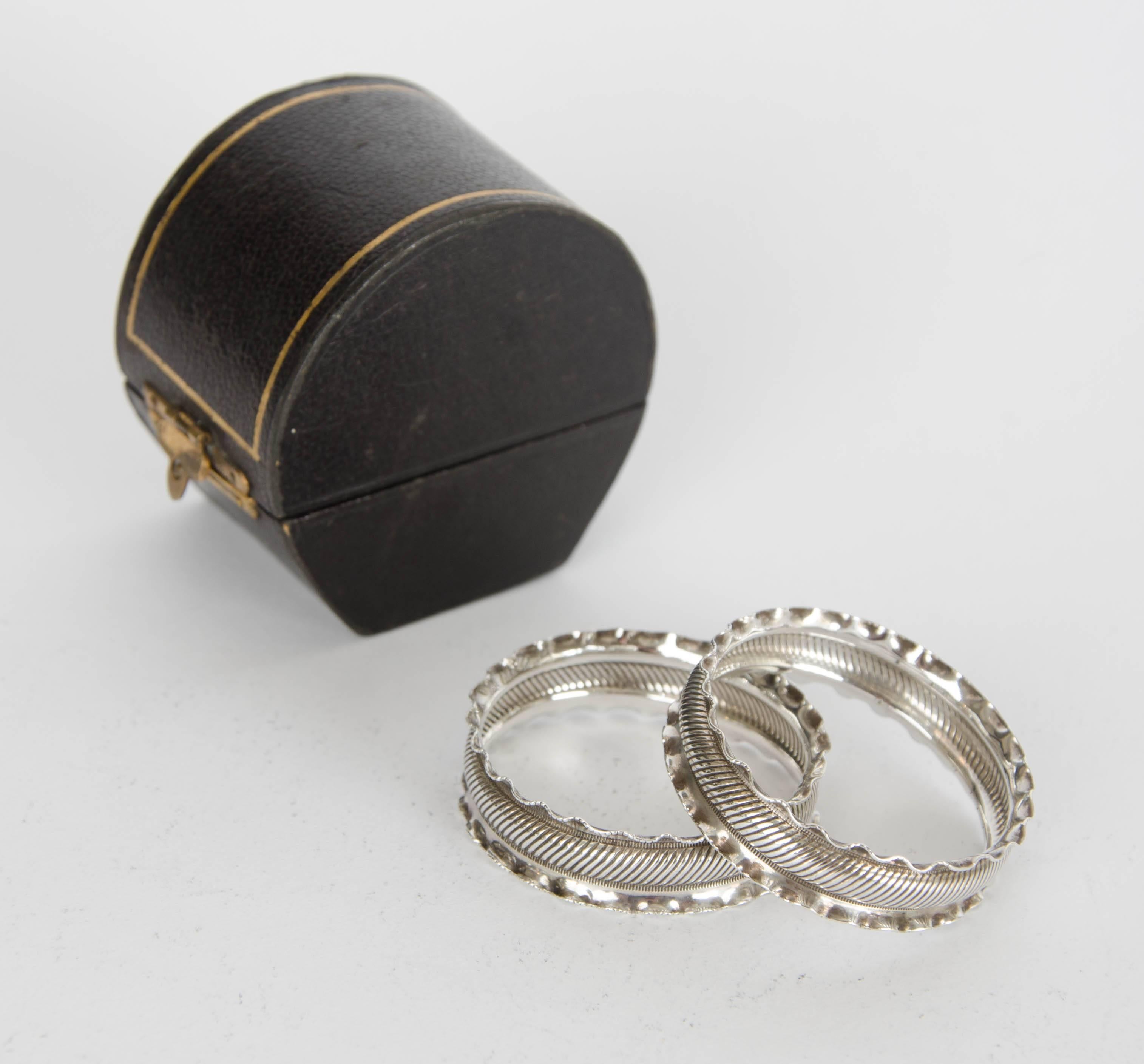 Other Pair of Sterling Silver Napkin Rings (boxed) Birmingham C.1891