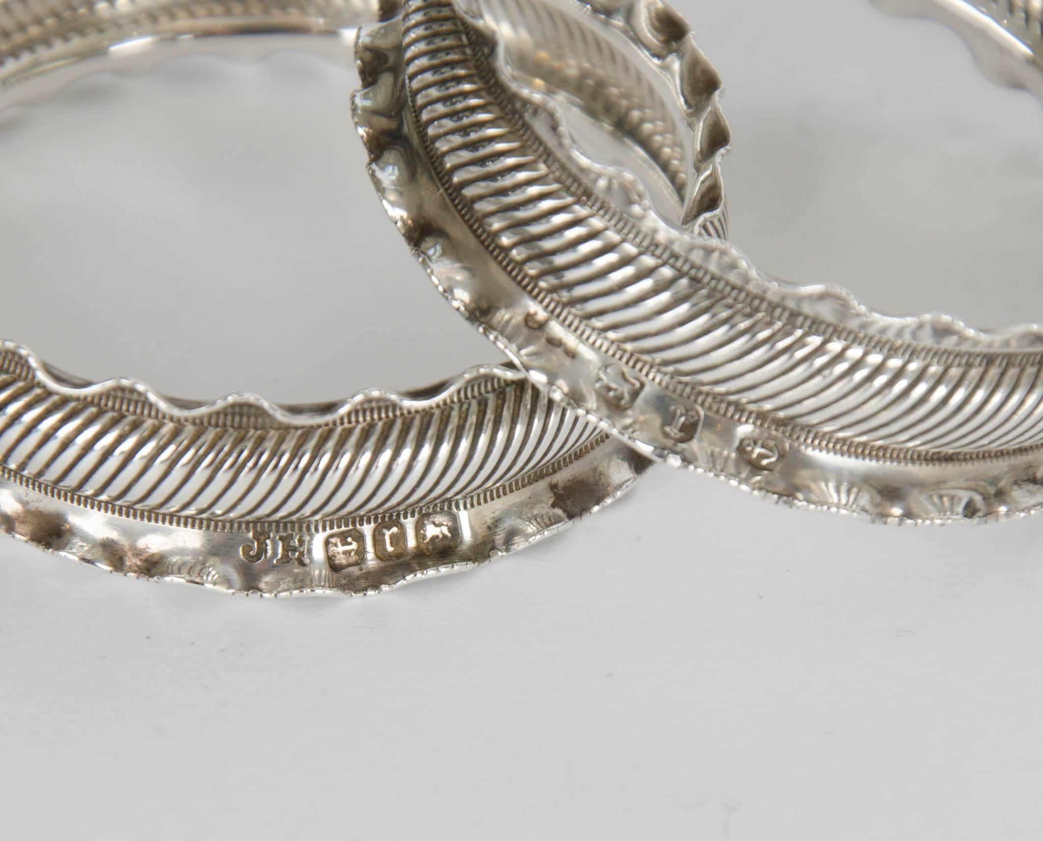 English Pair of Sterling Silver Napkin Rings (boxed) Birmingham C.1891