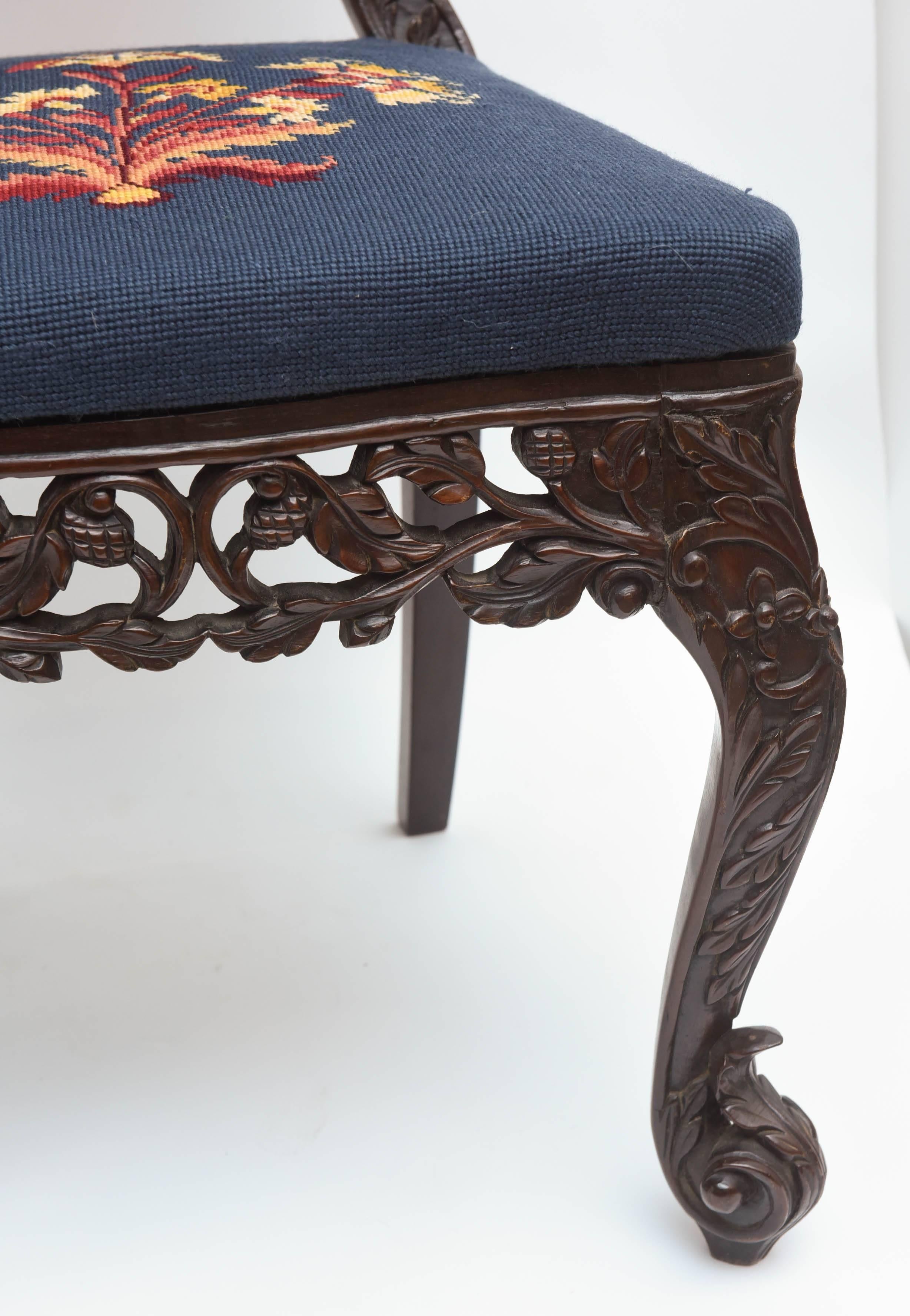 Fabric Superb Set of Six 19th Century Anglo-Indian Side Chairs