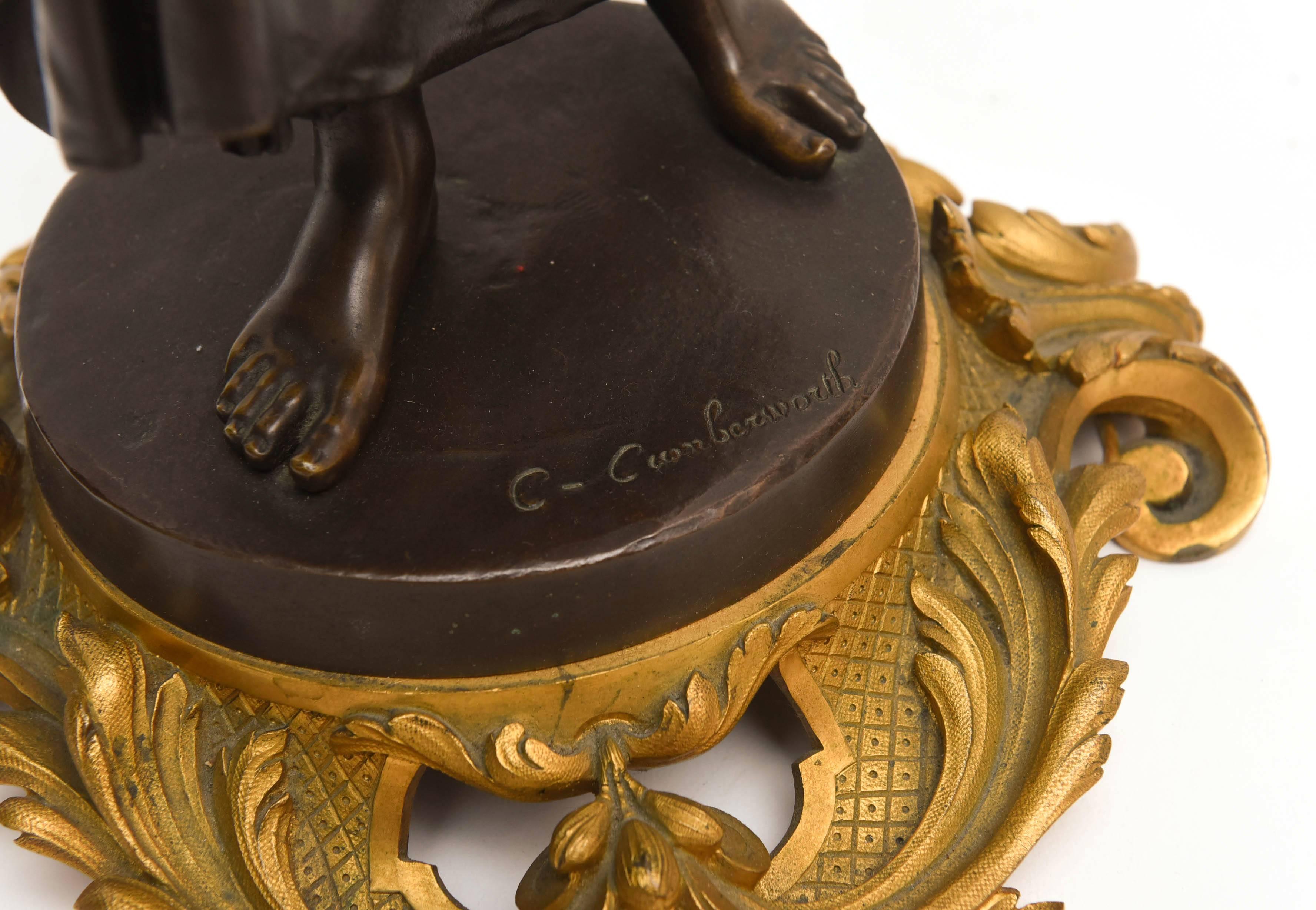 Patinated Superb Pair of 19th Century Bronze Candelabra Signed C. Cumberworth