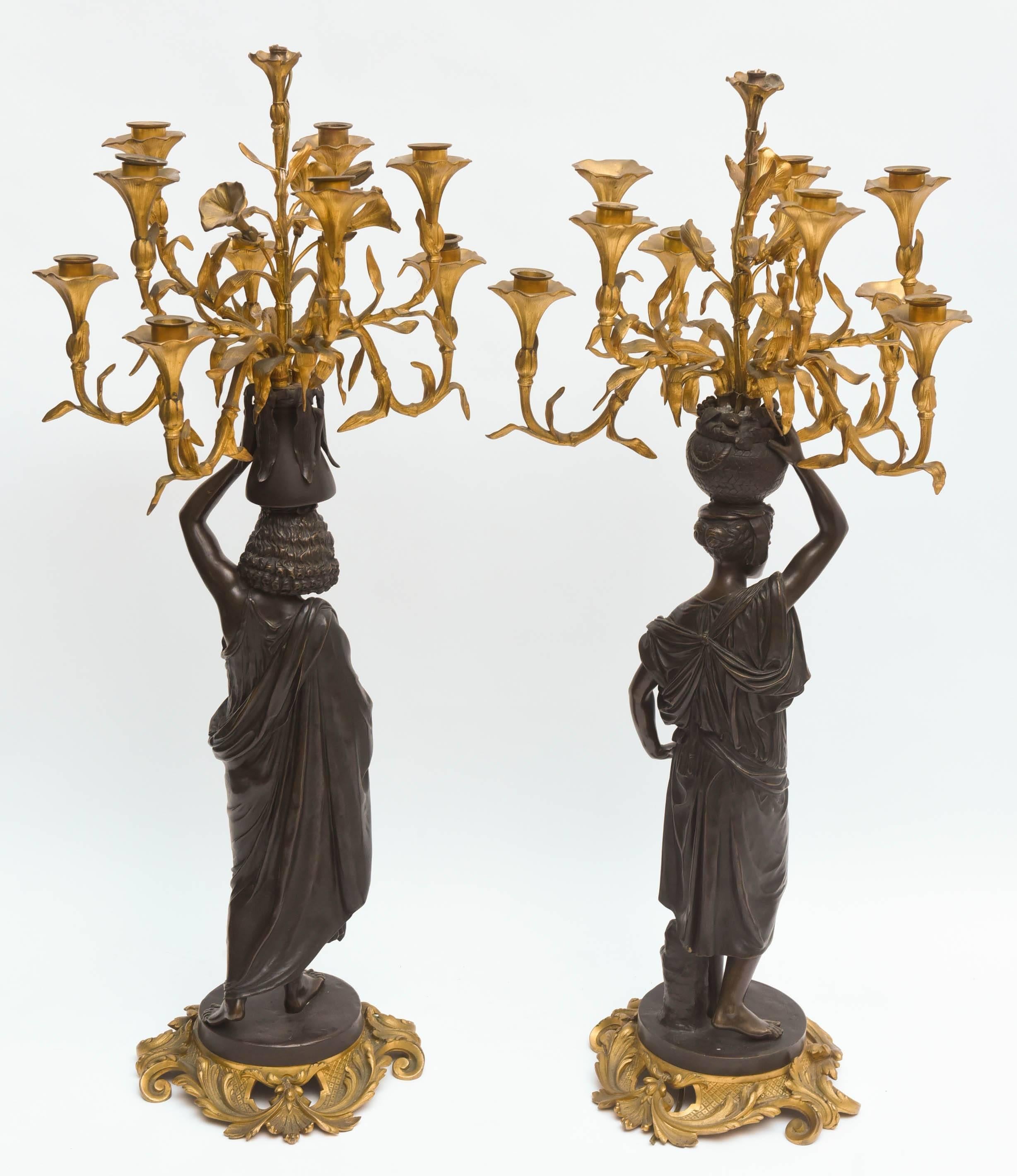 Superb Pair of 19th Century Bronze Candelabra Signed C. Cumberworth 3