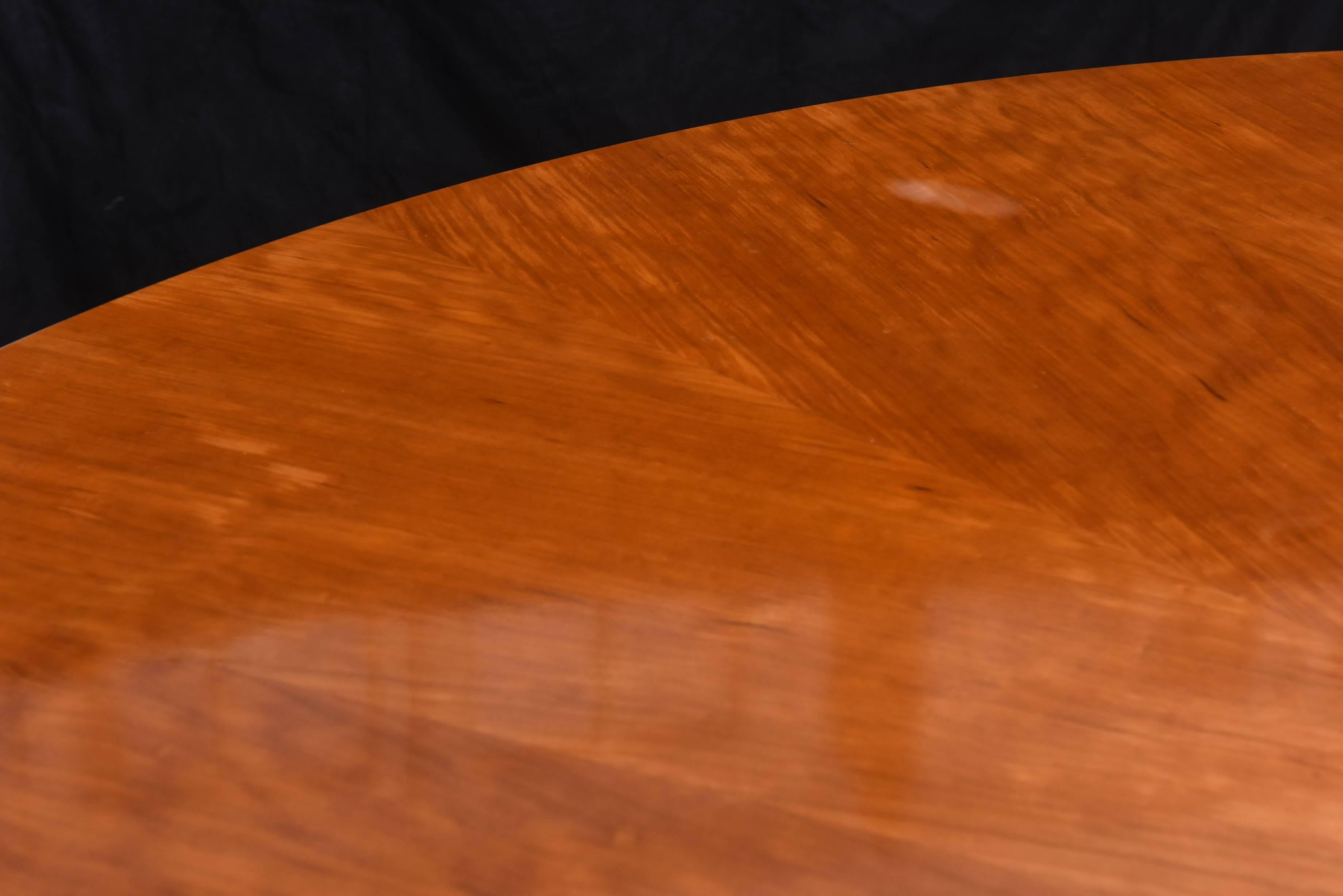 Polished Swedish Circular Large Dining Table, Klaus Wettergren, 1970s For Sale