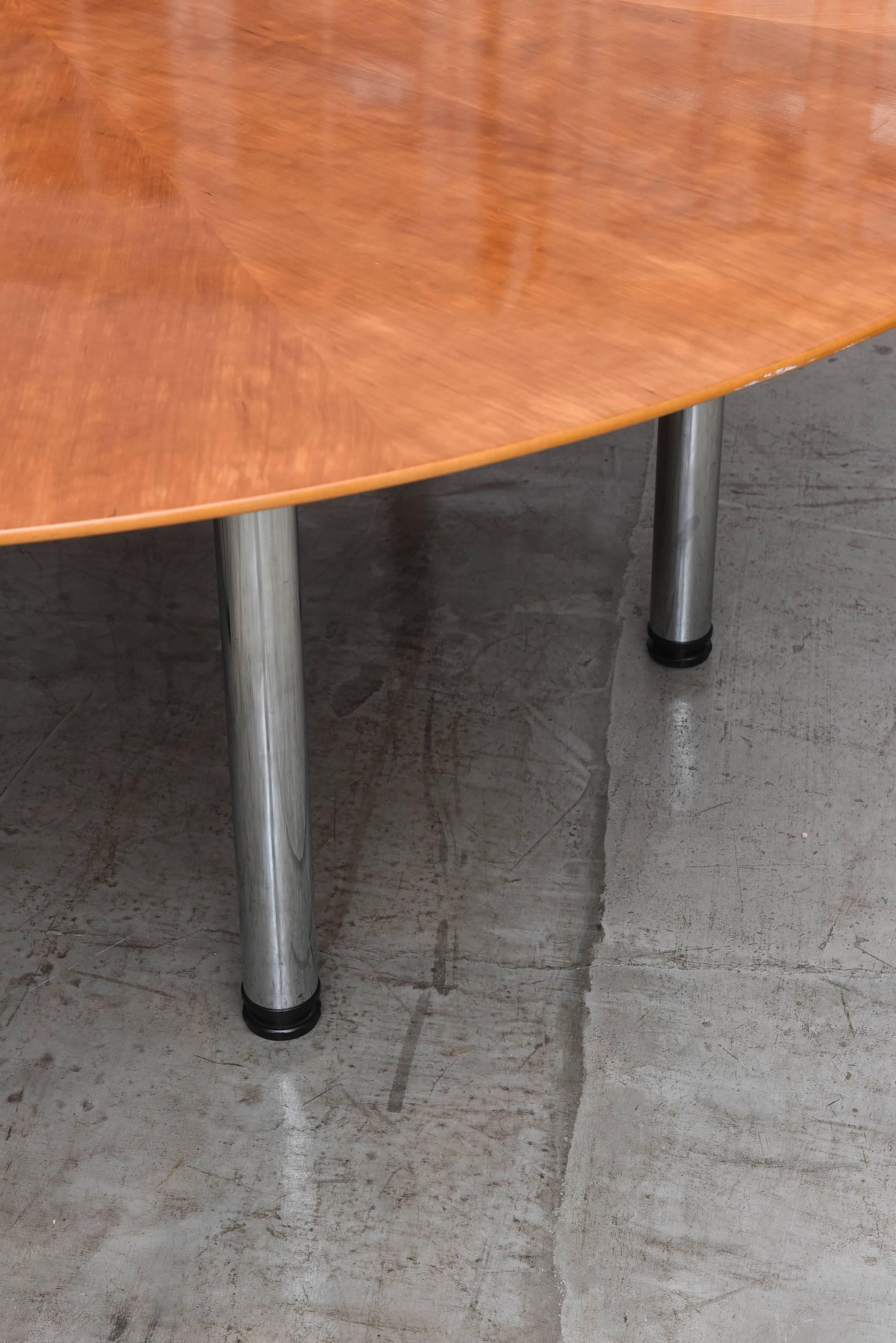 Swedish Circular Large Dining Table, Klaus Wettergren, 1970s For Sale 3