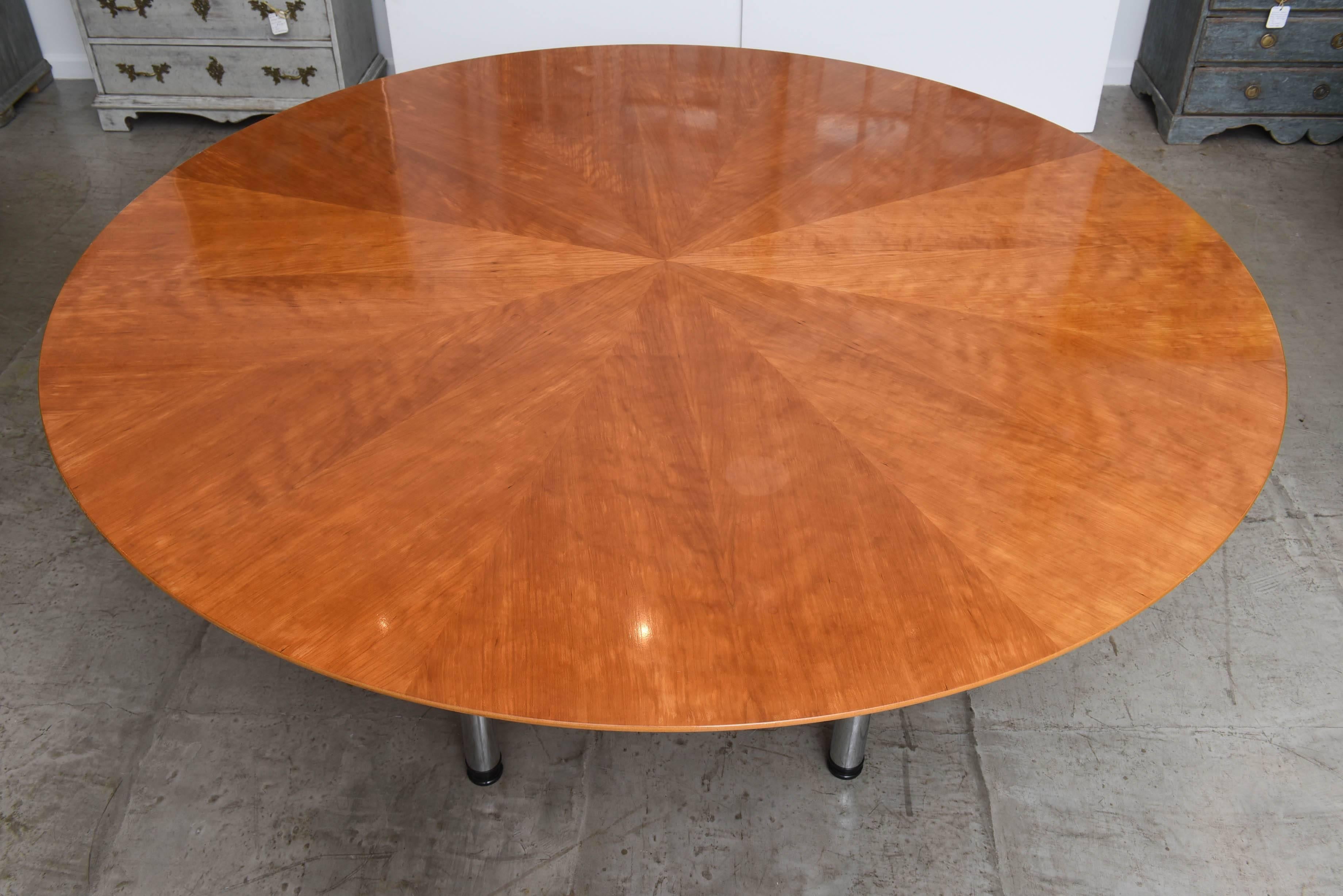 Swedish Circular Large Dining Table, Klaus Wettergren, 1970s For Sale 2