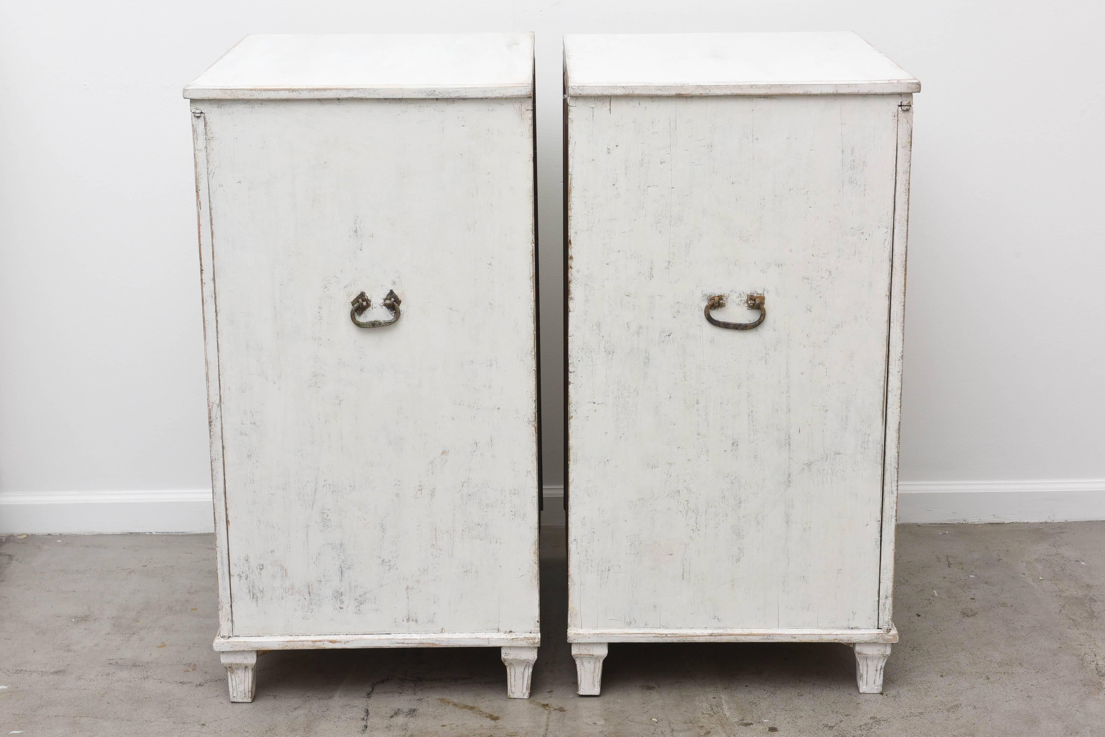 Wood Pair of Antique Swedish Painted Cabinets Late 19th Century For Sale