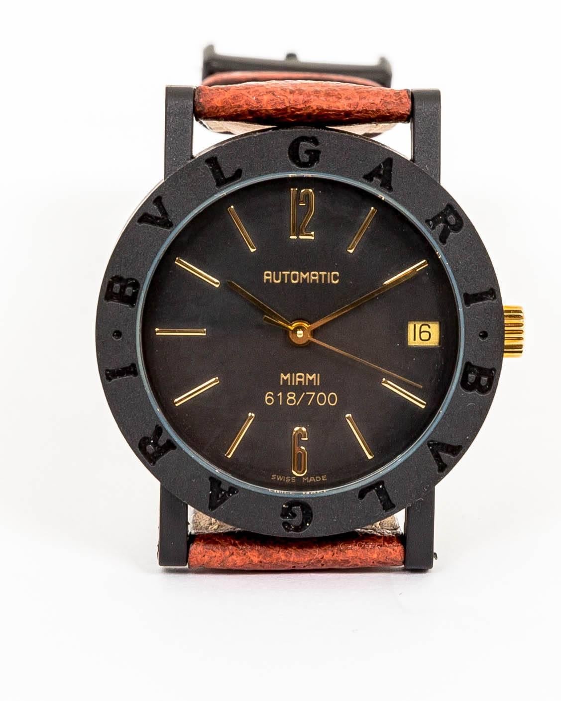 Bulgari Carbon Case Watch In Excellent Condition In Southampton, NY