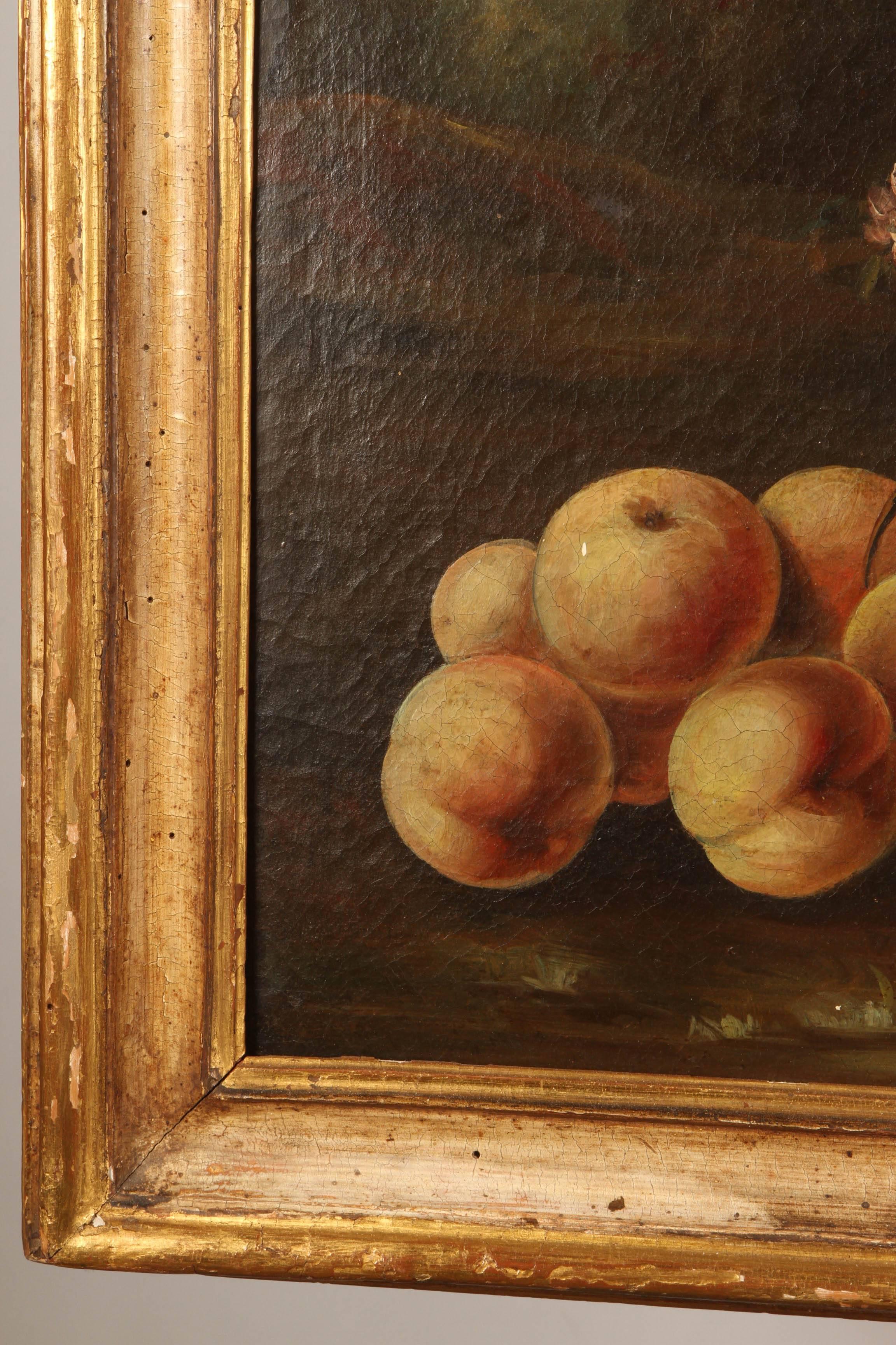Pair of 19th Century Italian School Still Life Large Oil-On-Canvas Painting with In Good Condition For Sale In Pasadena, CA