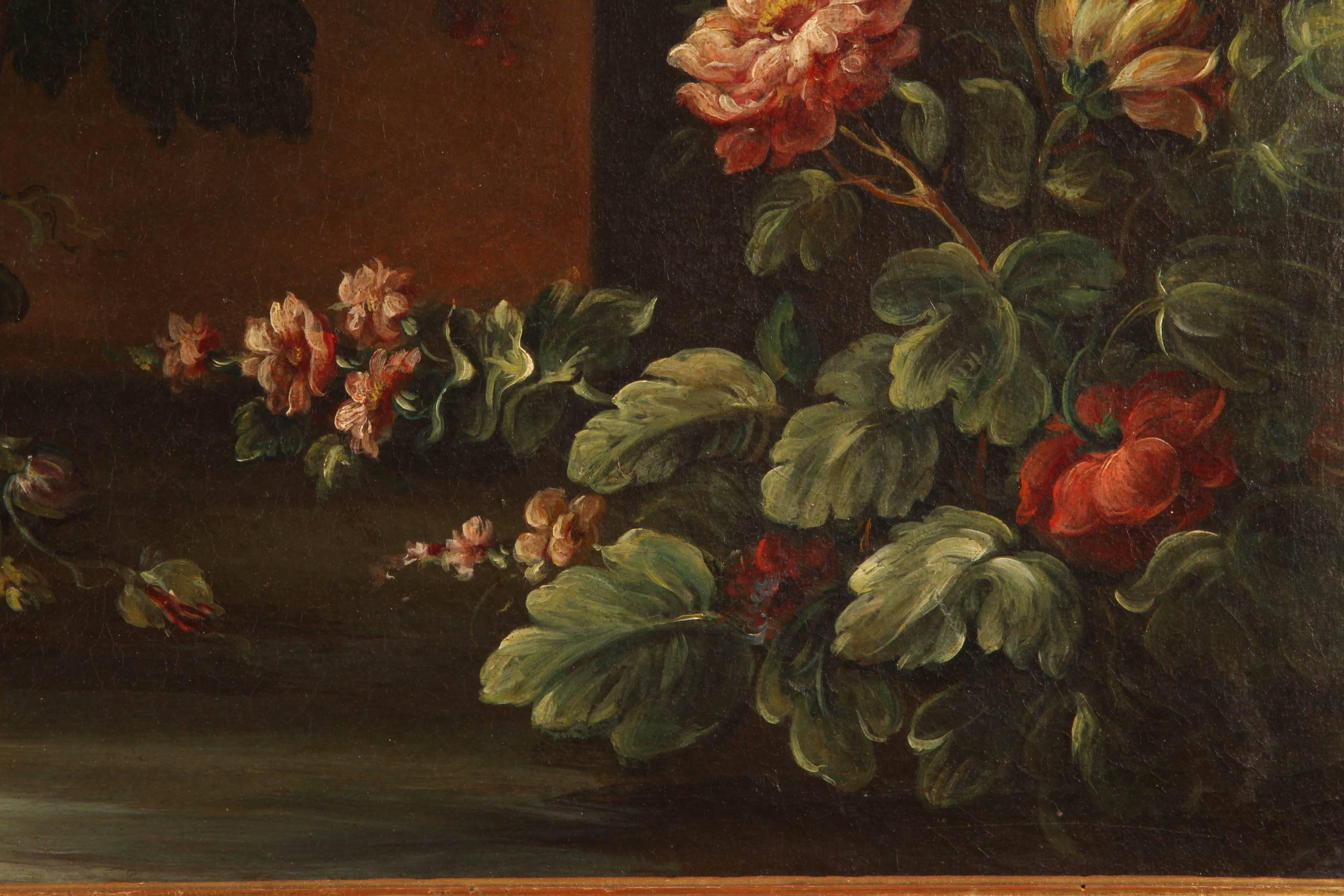 Paire de natures mortes d'école italienne du 19ème siècle - Grande peinture à l'huile sur toile avec en vente 1