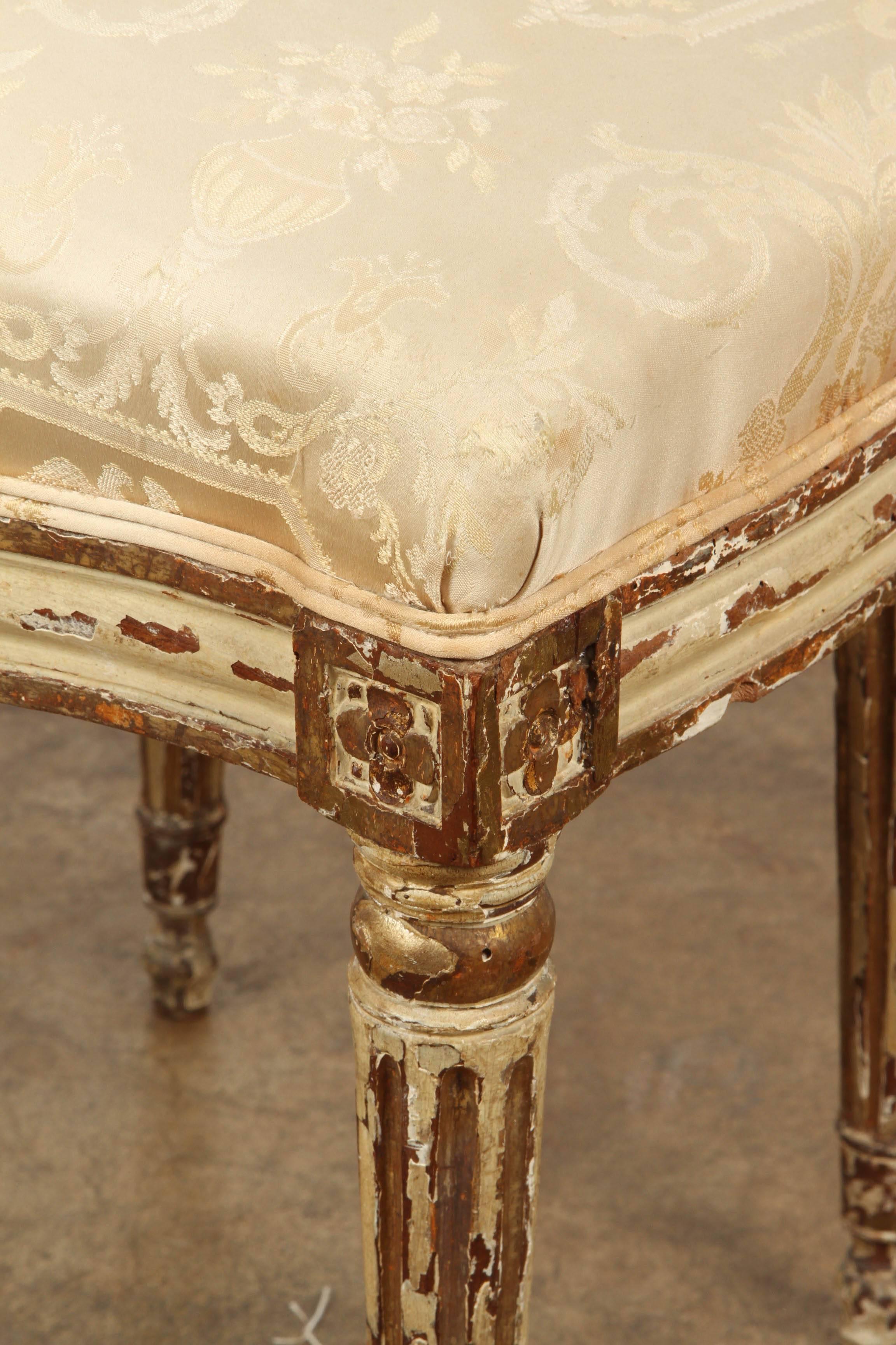 Italian Neoclassical Cream Painted and Parcel Gilt Chair