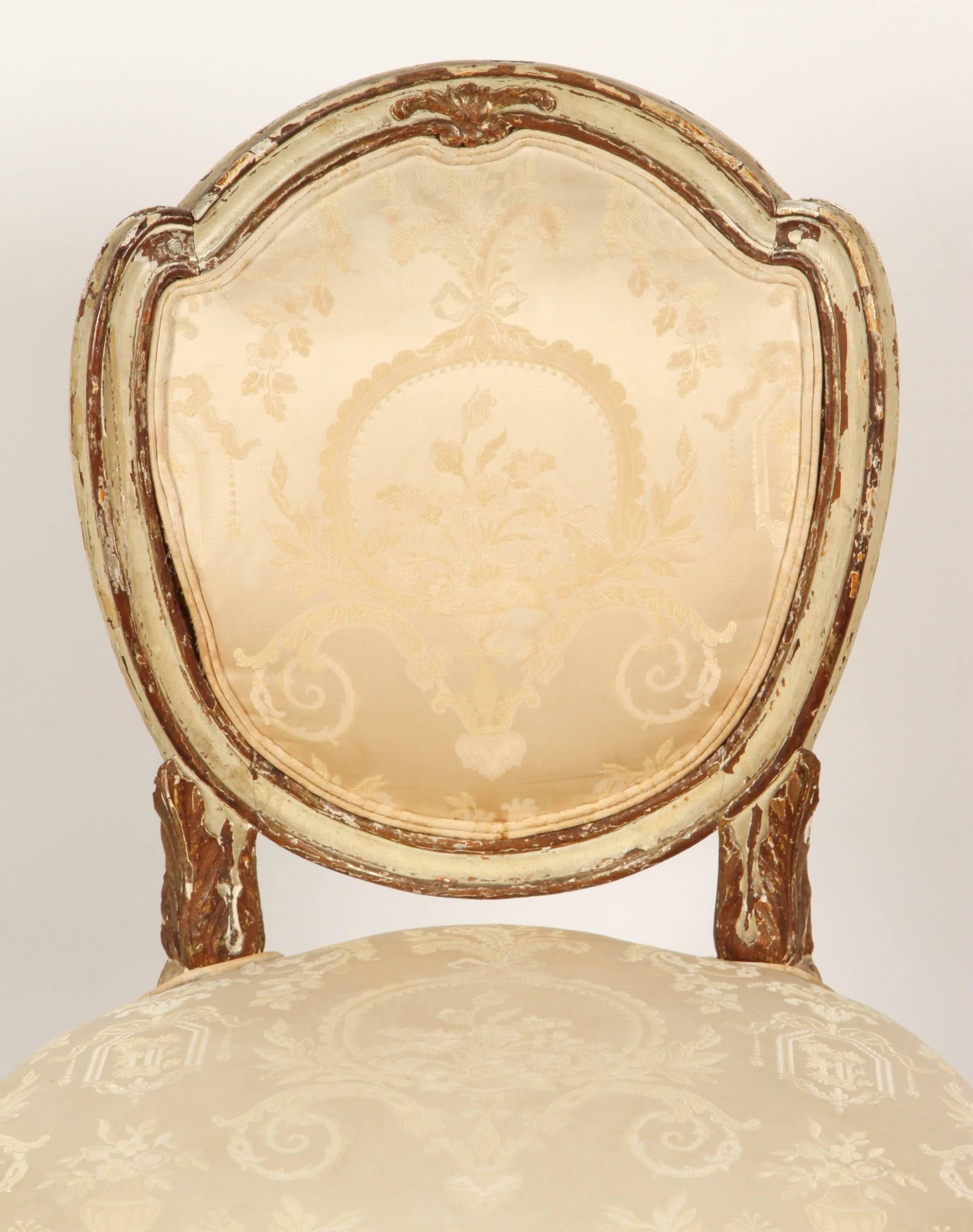 18th Century Neoclassical Cream Painted and Parcel Gilt Chair
