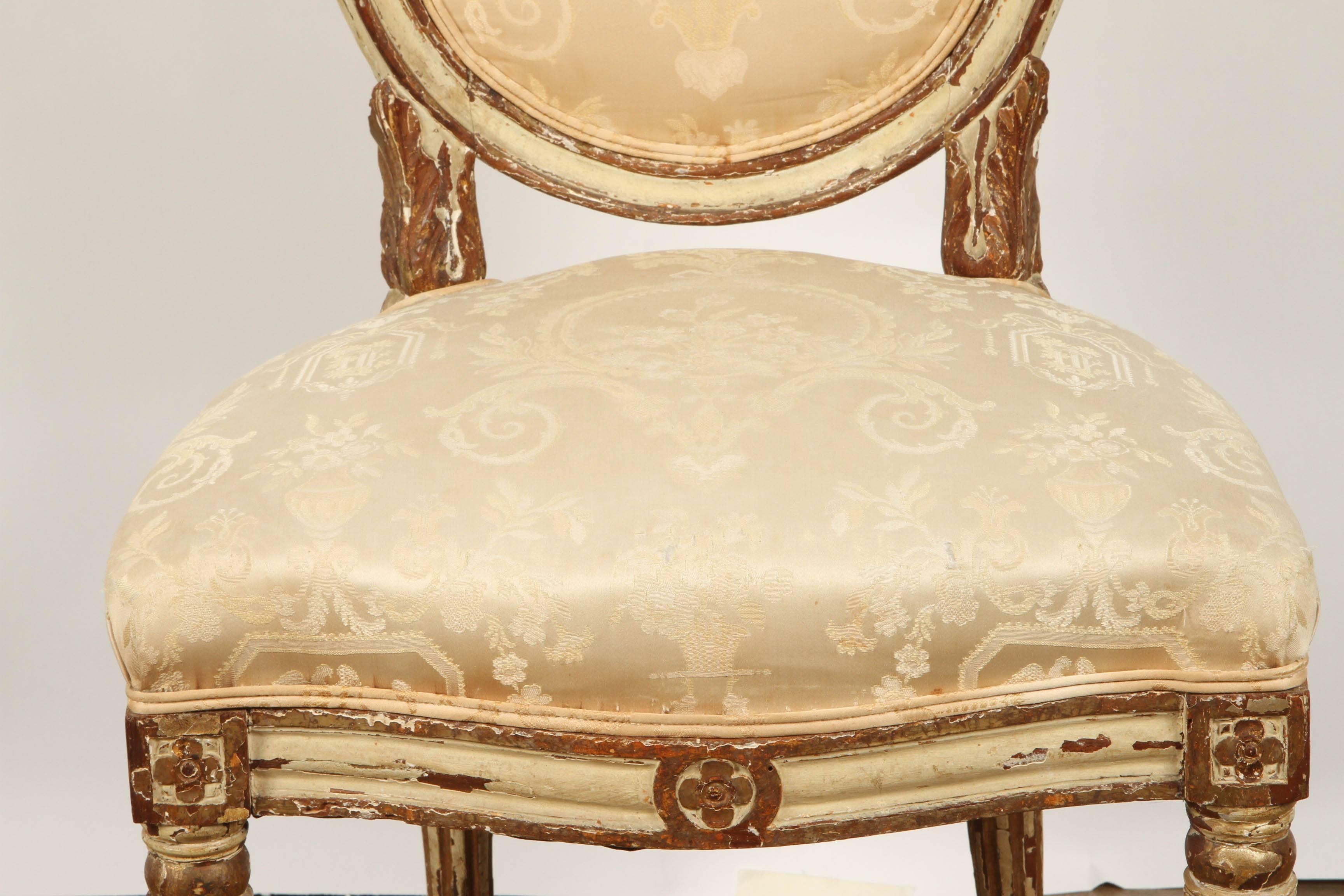 Neoclassical Cream Painted and Parcel Gilt Chair 1