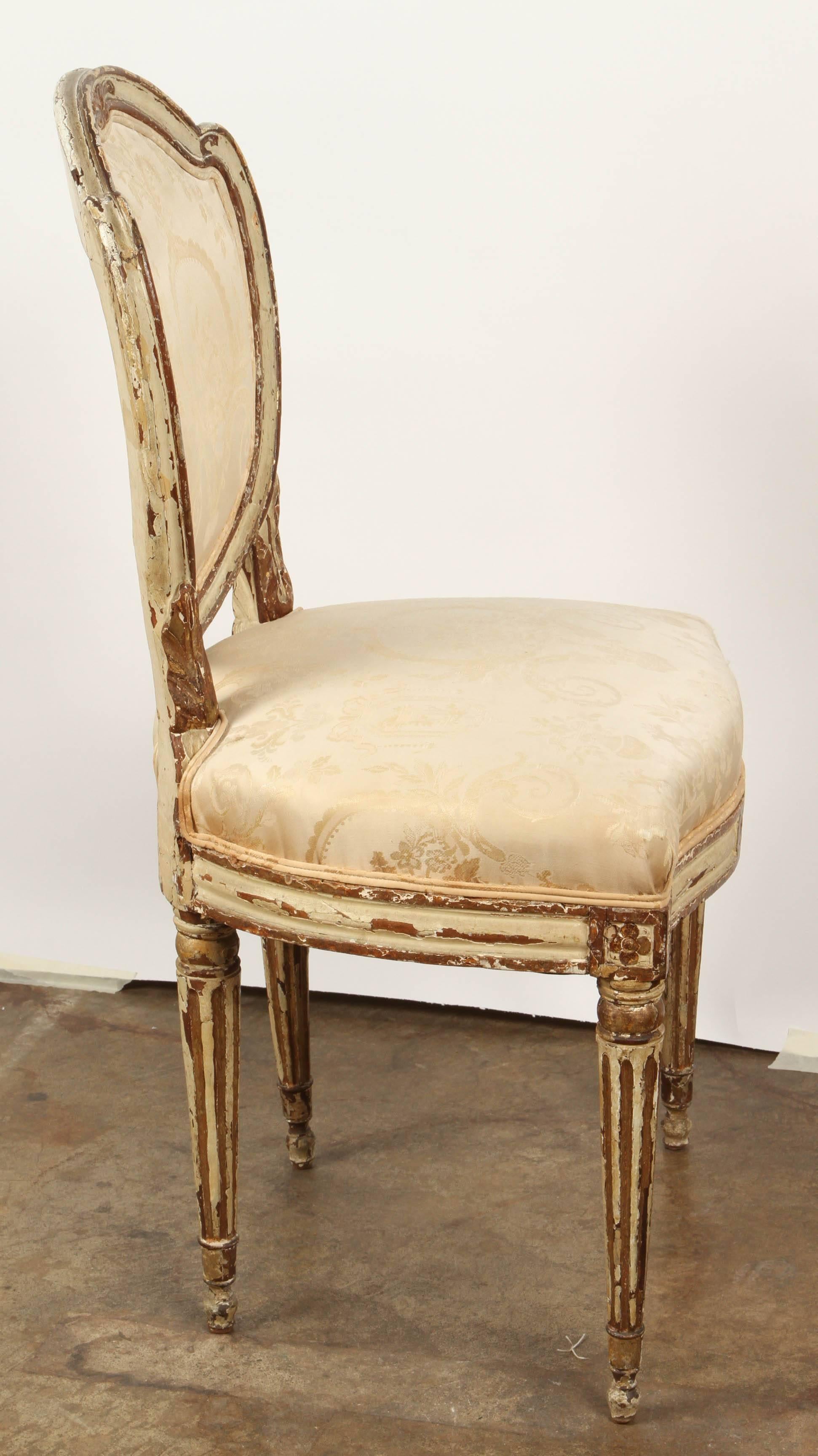 Neoclassical Cream Painted and Parcel Gilt Chair 2