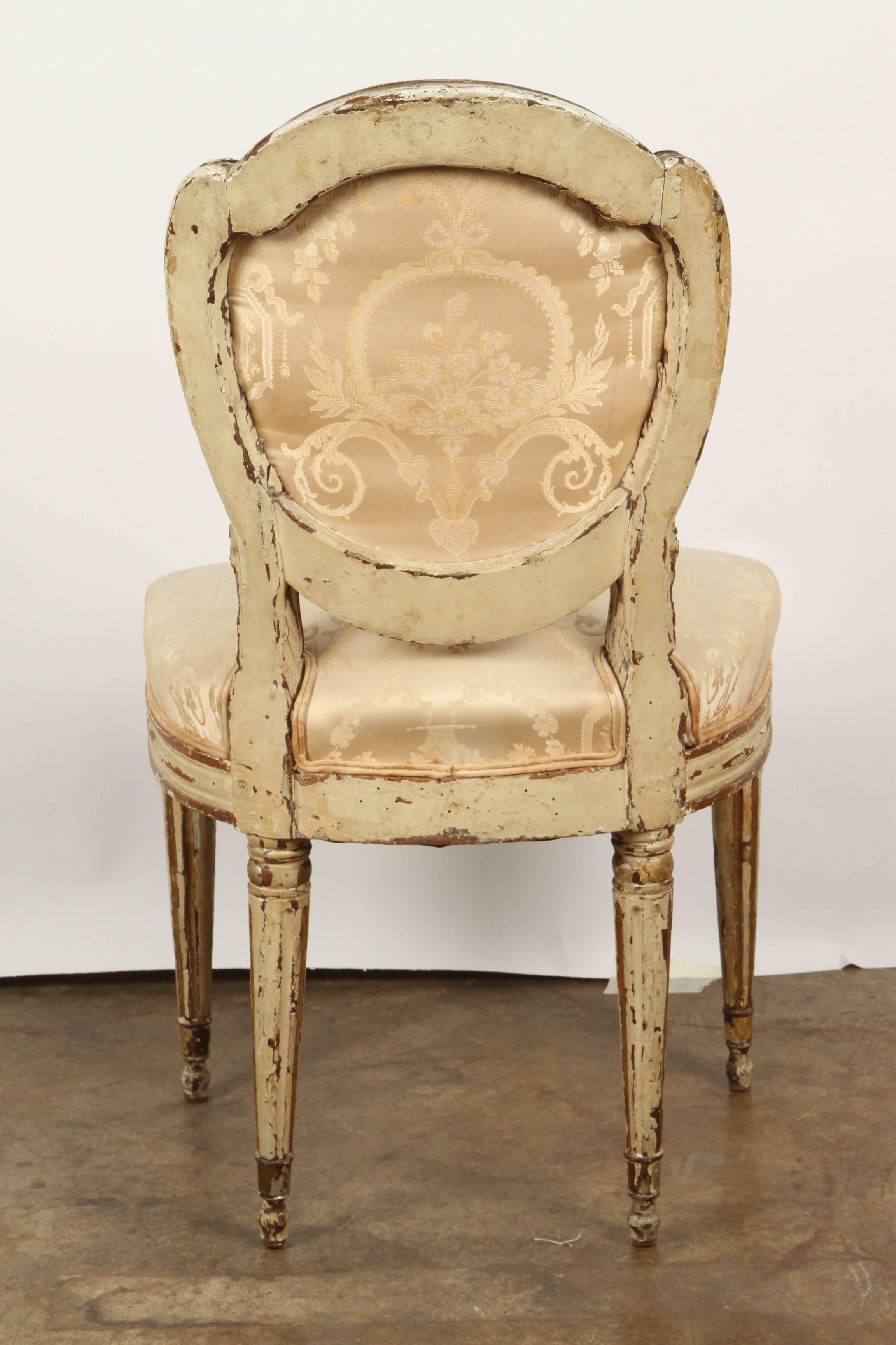 Neoclassical Cream Painted and Parcel Gilt Chair 3