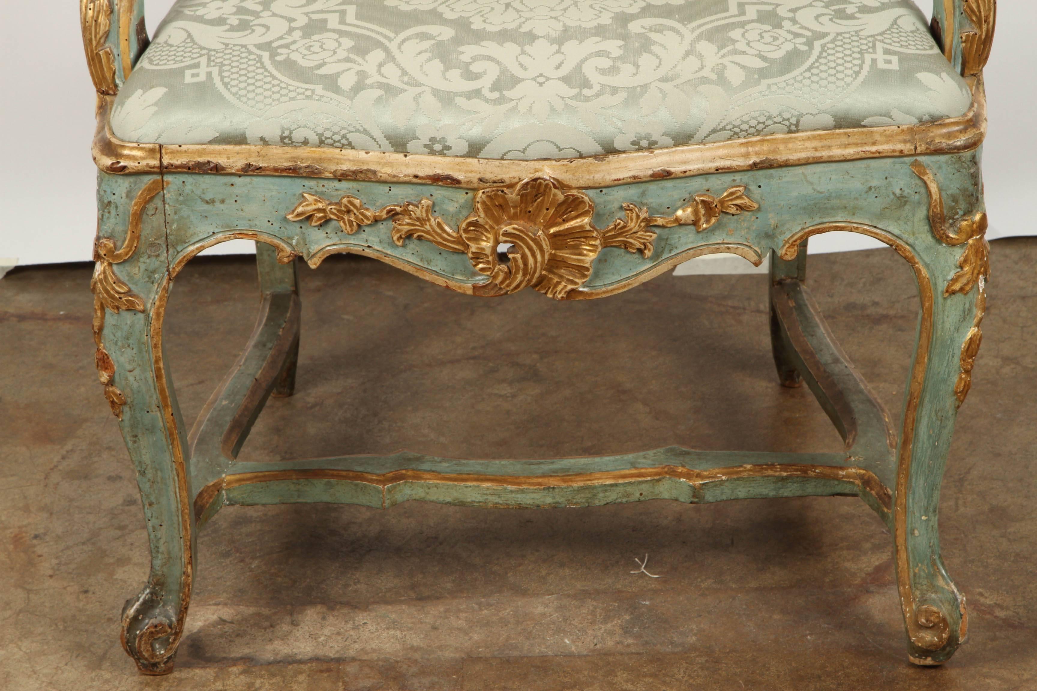 18th Century and Earlier Fine Venetian Rococo Arm Chair