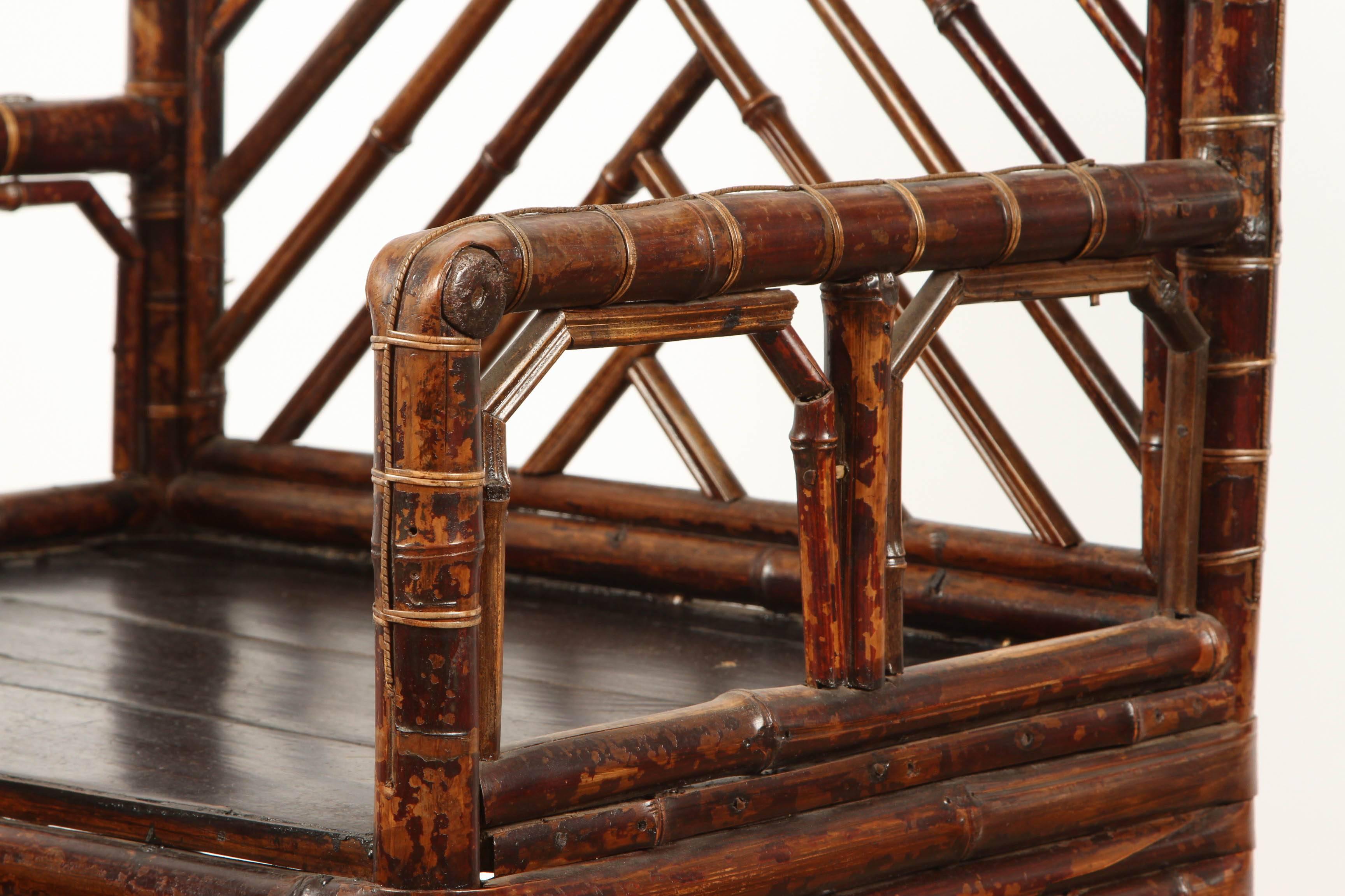 Qing 19th Century Chinese Bamboo Arm Chair