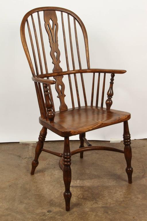 One English Yew High Back Chair For Sale at 1stdibs