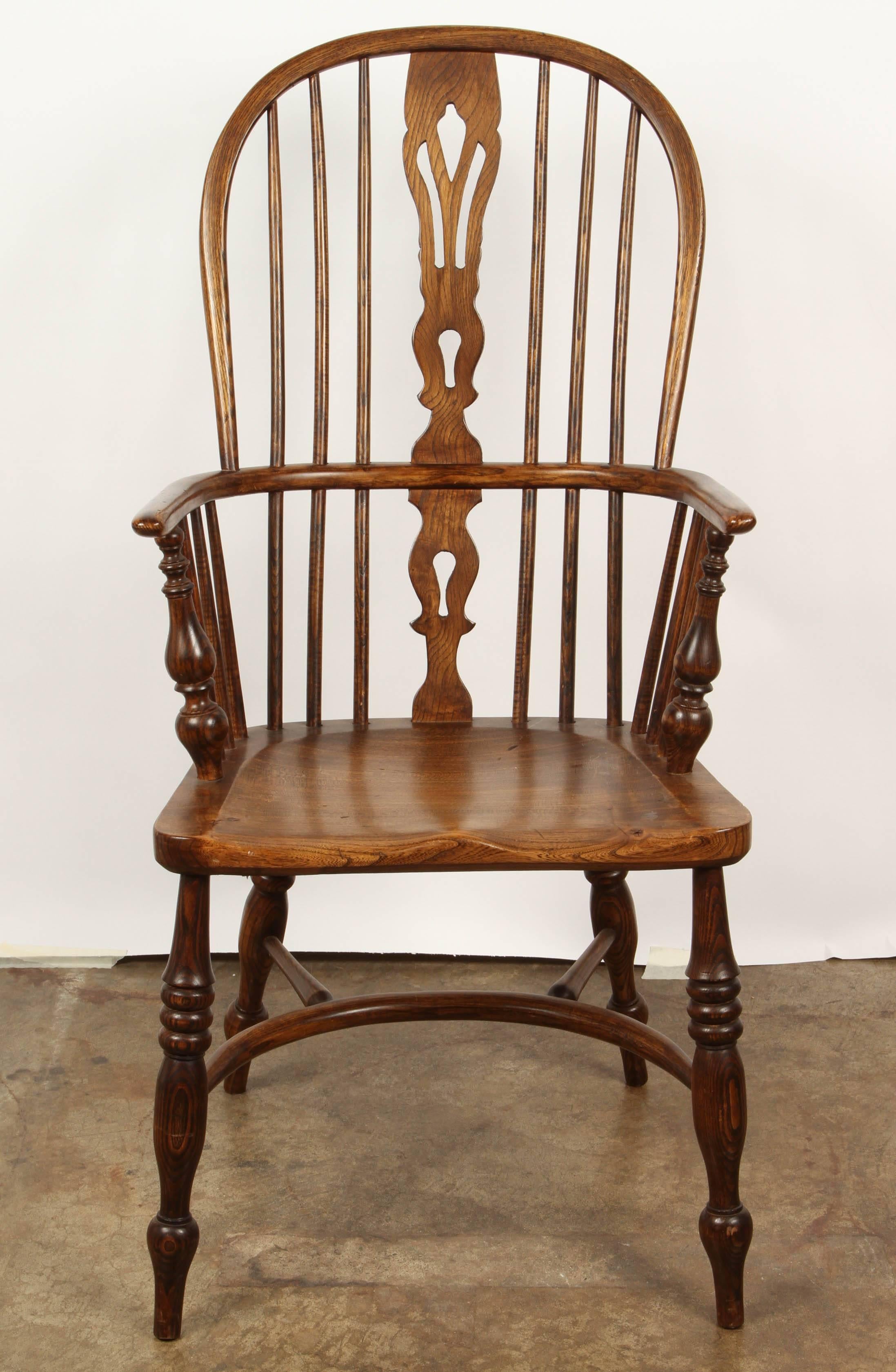 One English Yew High Back Chair In Good Condition In Pasadena, CA