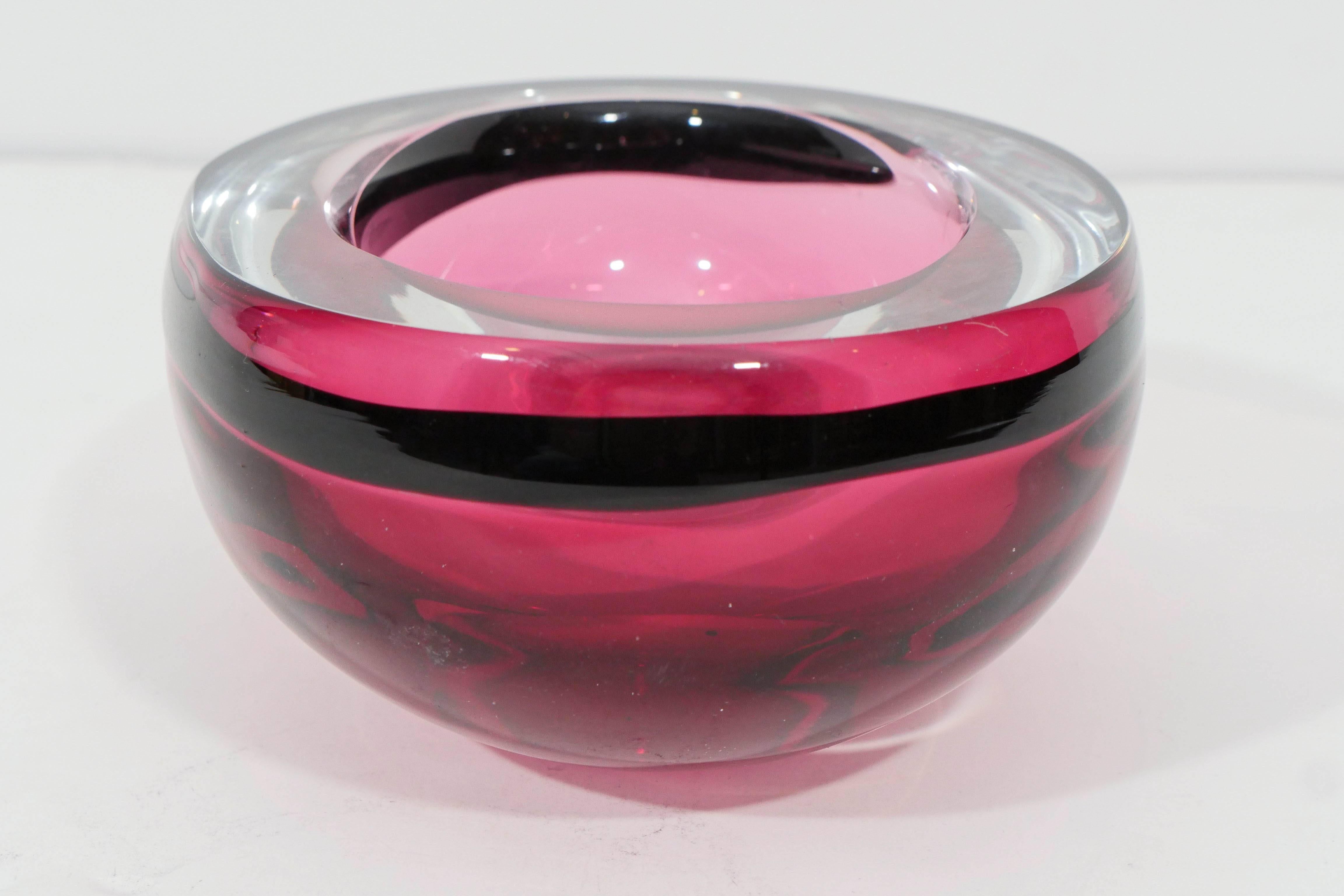 Murano Glass Oval Sommerso Bowl by Nason