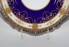 Antique Cobalt and Gold Minton Presentation Plates, 1900