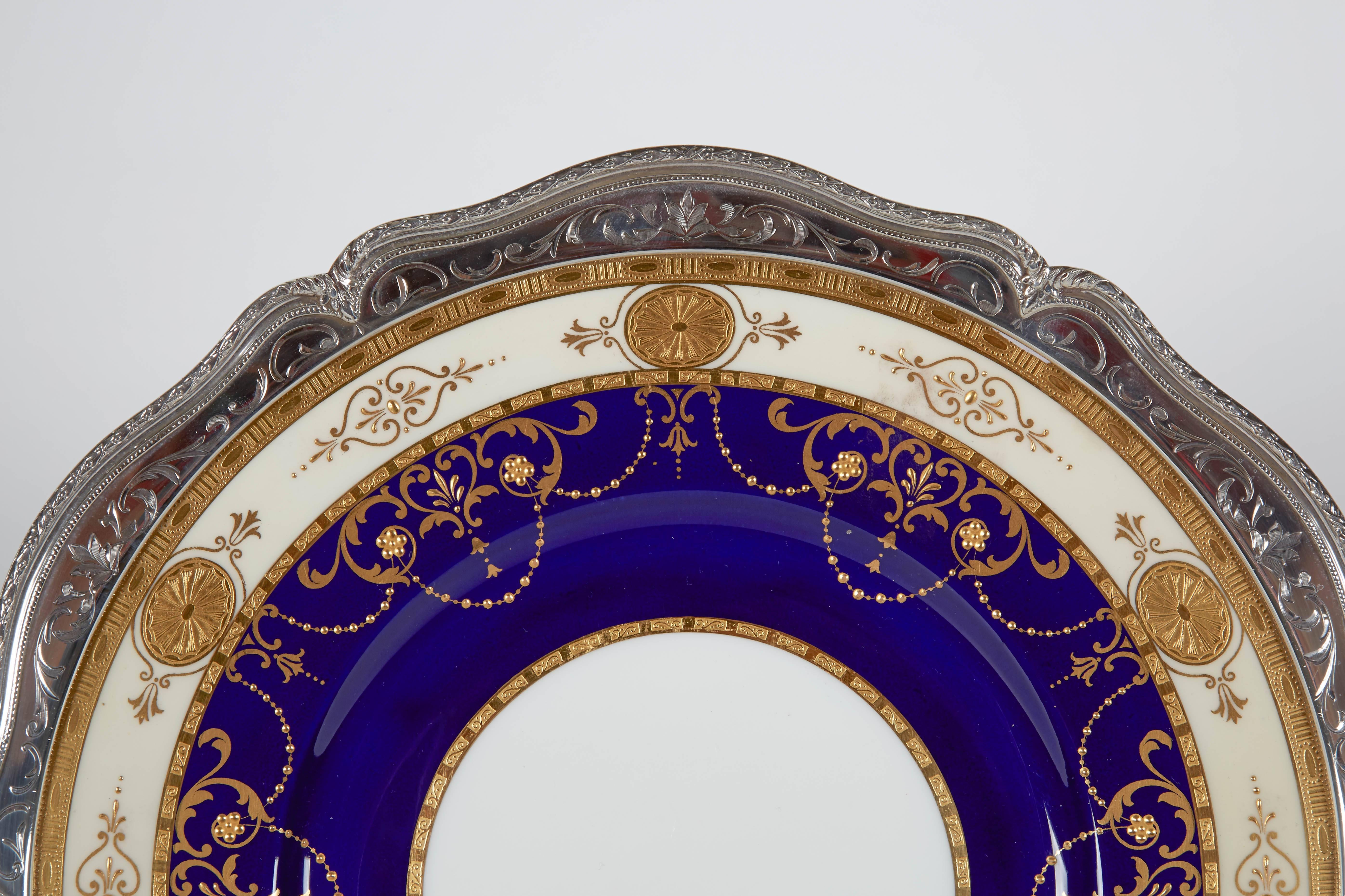 Antique Cobalt and Gold Minton Presentation Plates, 1900 In Excellent Condition In New York, NY