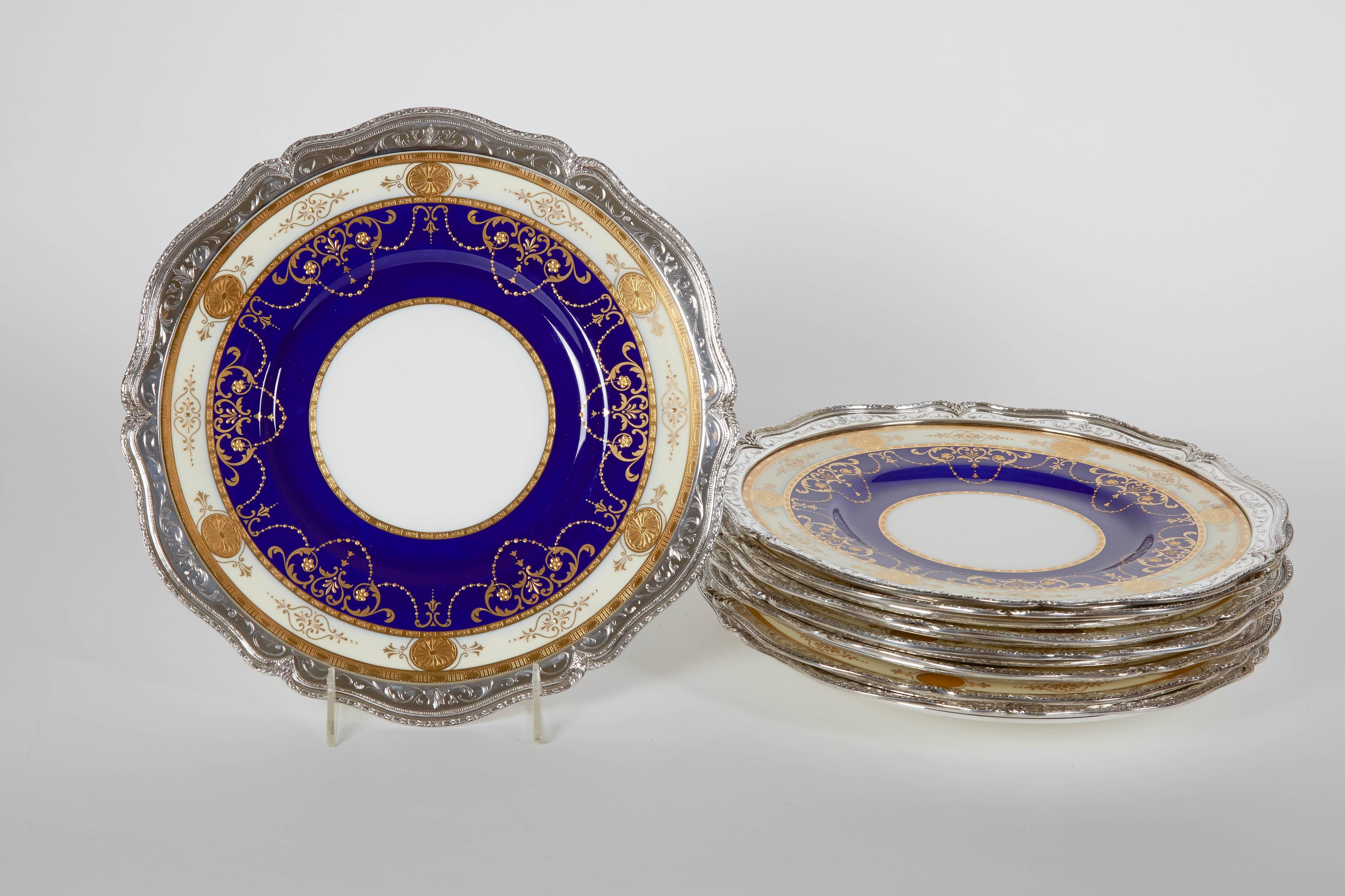 Antique Cobalt and Gold Minton Presentation Plates, 1900 2