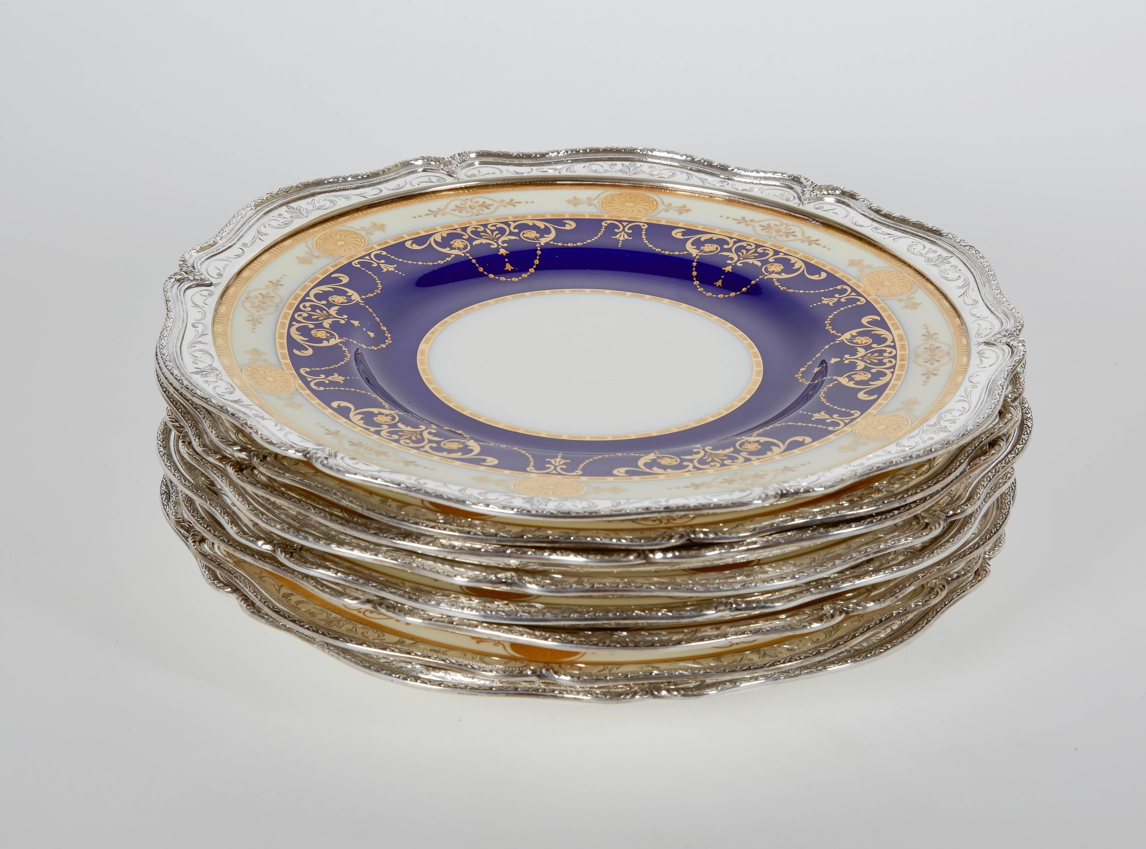 Antique Cobalt and Gold Minton Presentation Plates, 1900 3