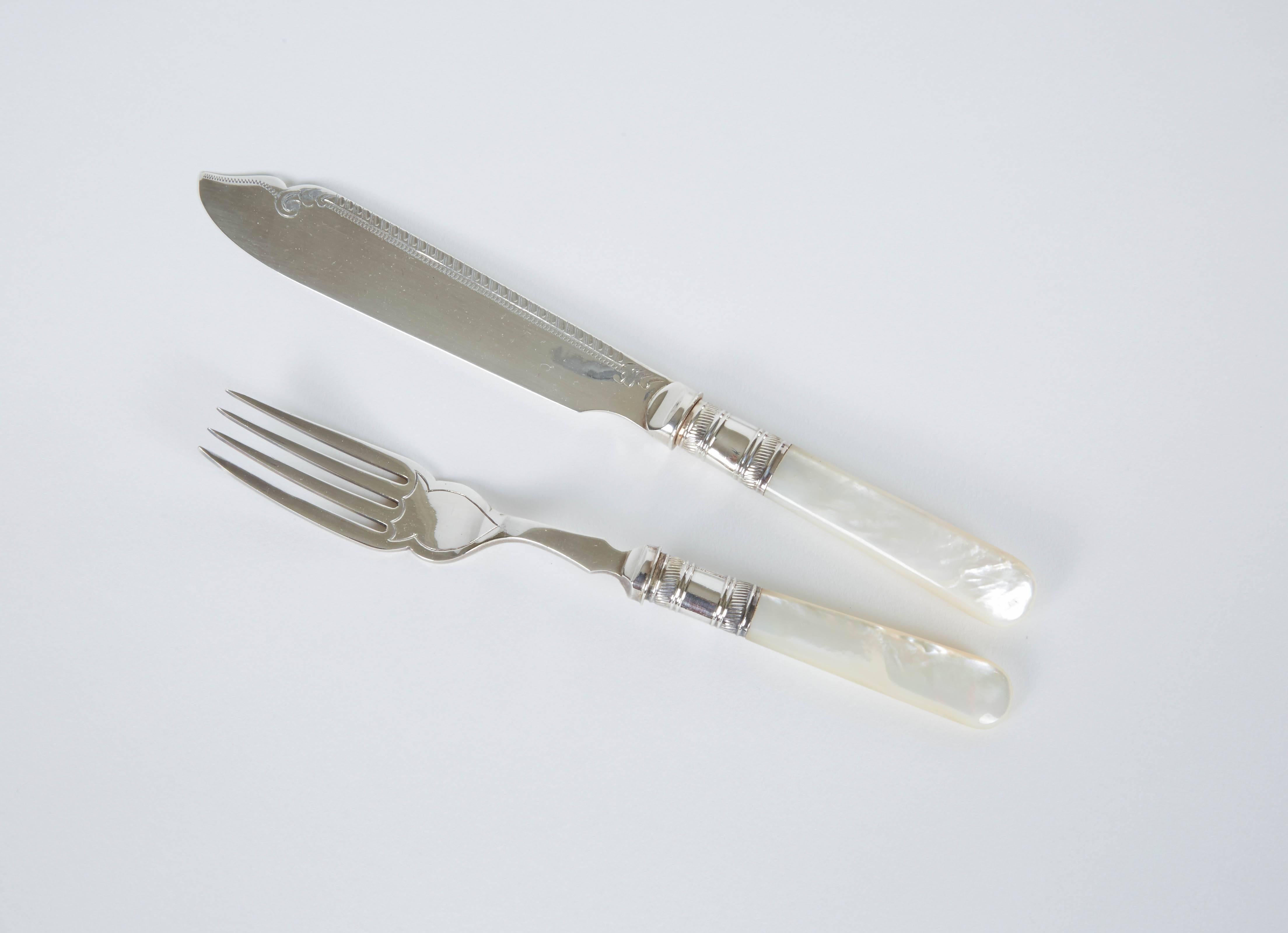 Late 19th Century 1880s English Set of Fish Knives and Forks