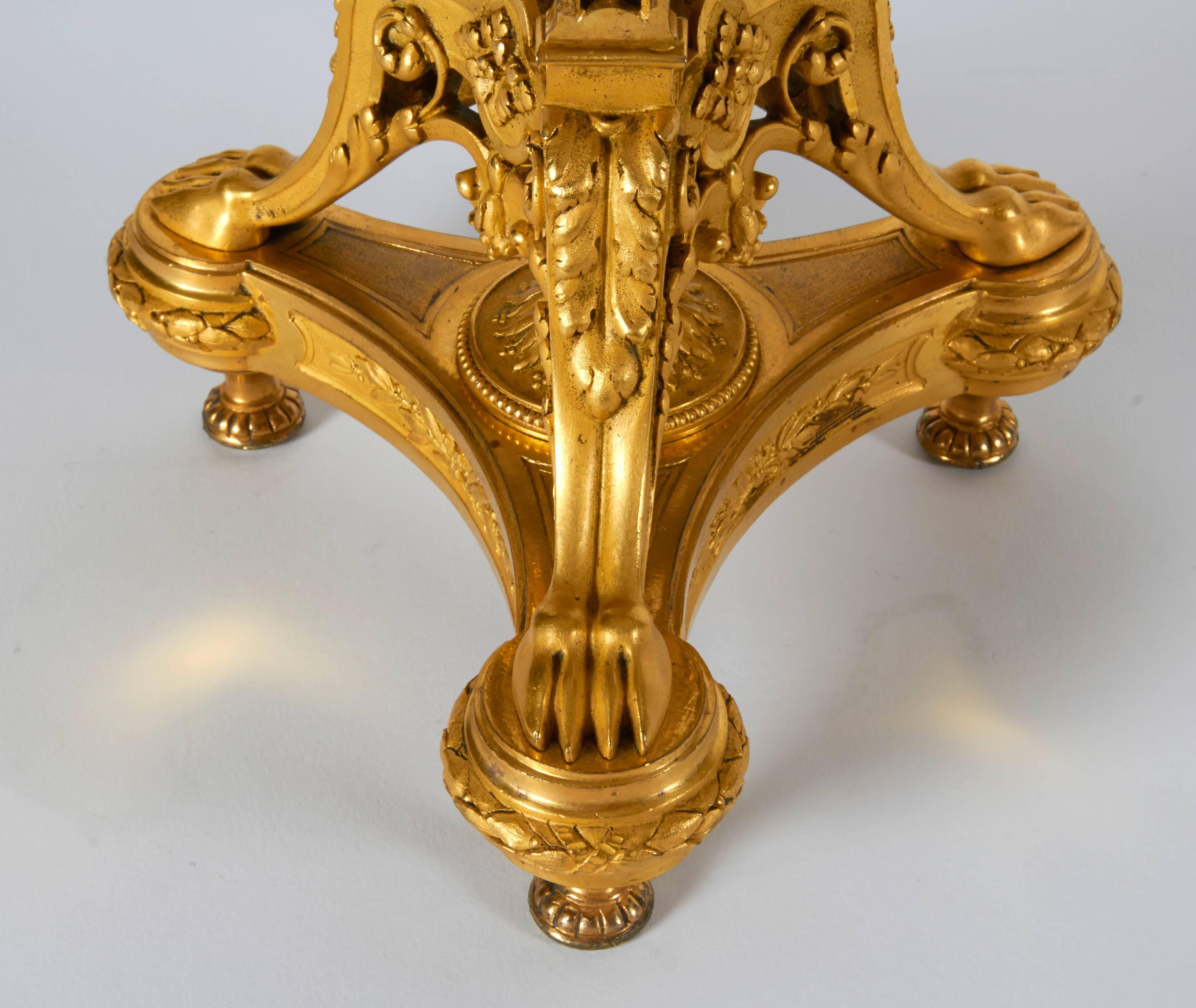 Antique French Louis XVI Style, Dore Bronze Three-Piece Centerpiece Garniture For Sale 5