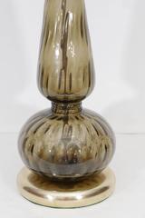 Pair of Smoked Topaz Murano Glass Lamps