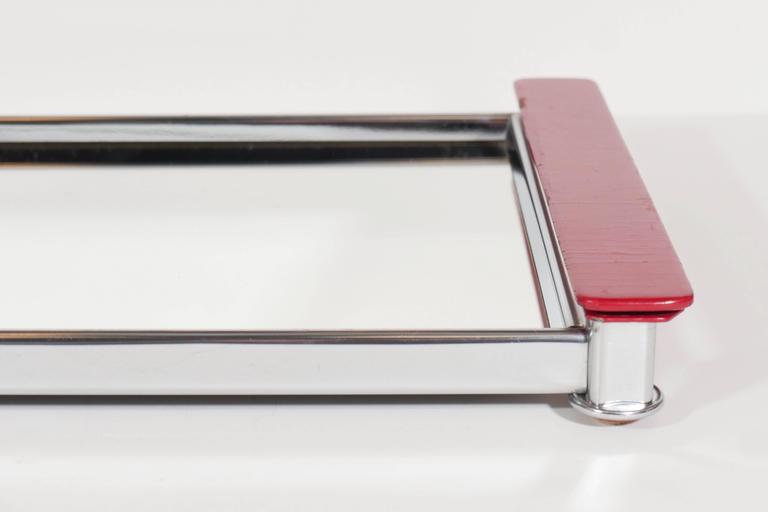 Art Deco Mirrored Bar Tray with Red Lacquered Handles at 1stDibs art