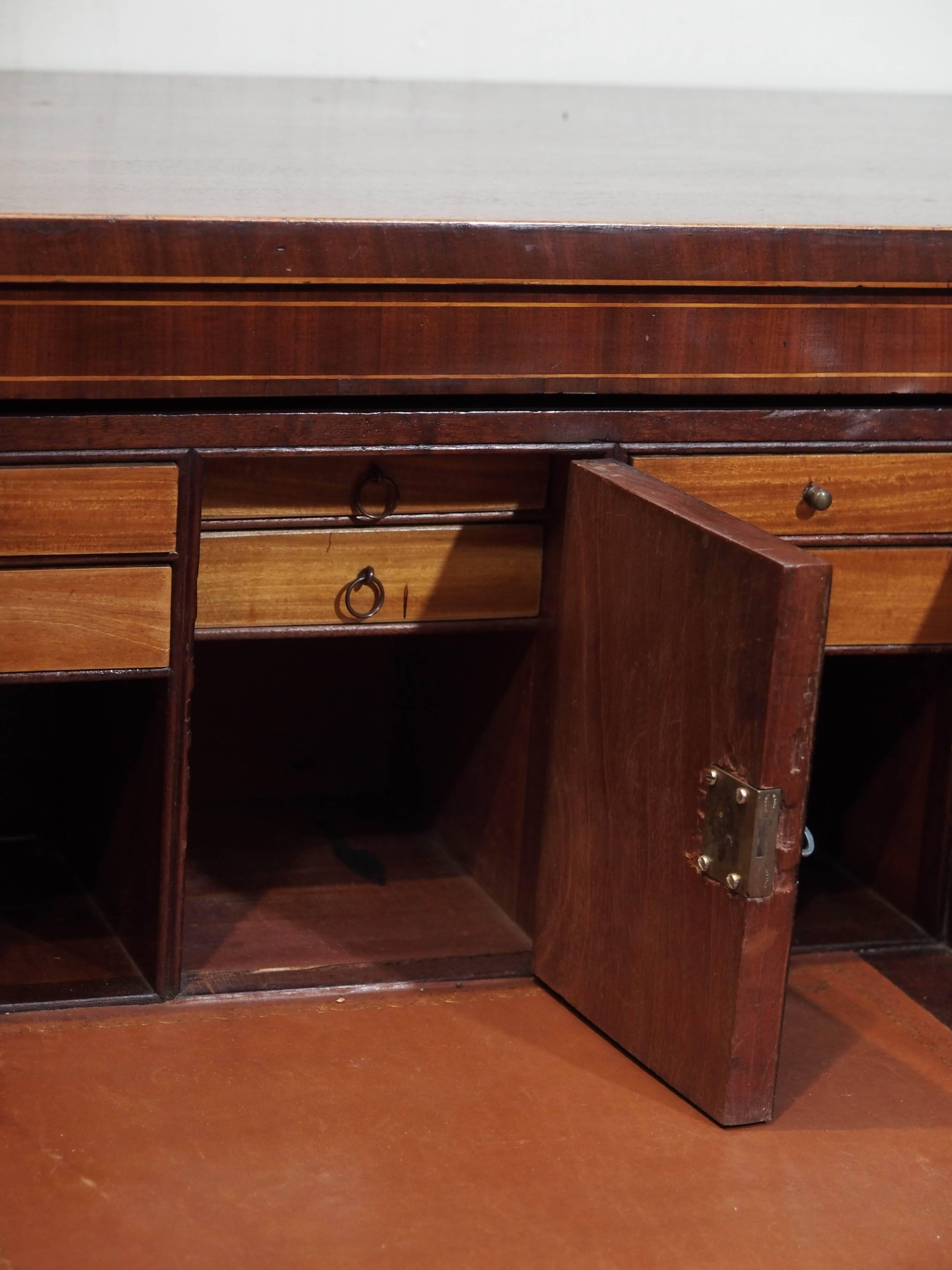 English Sheraton Style Mahogany and Satinwood Commode or Bureau, circa 1810 3