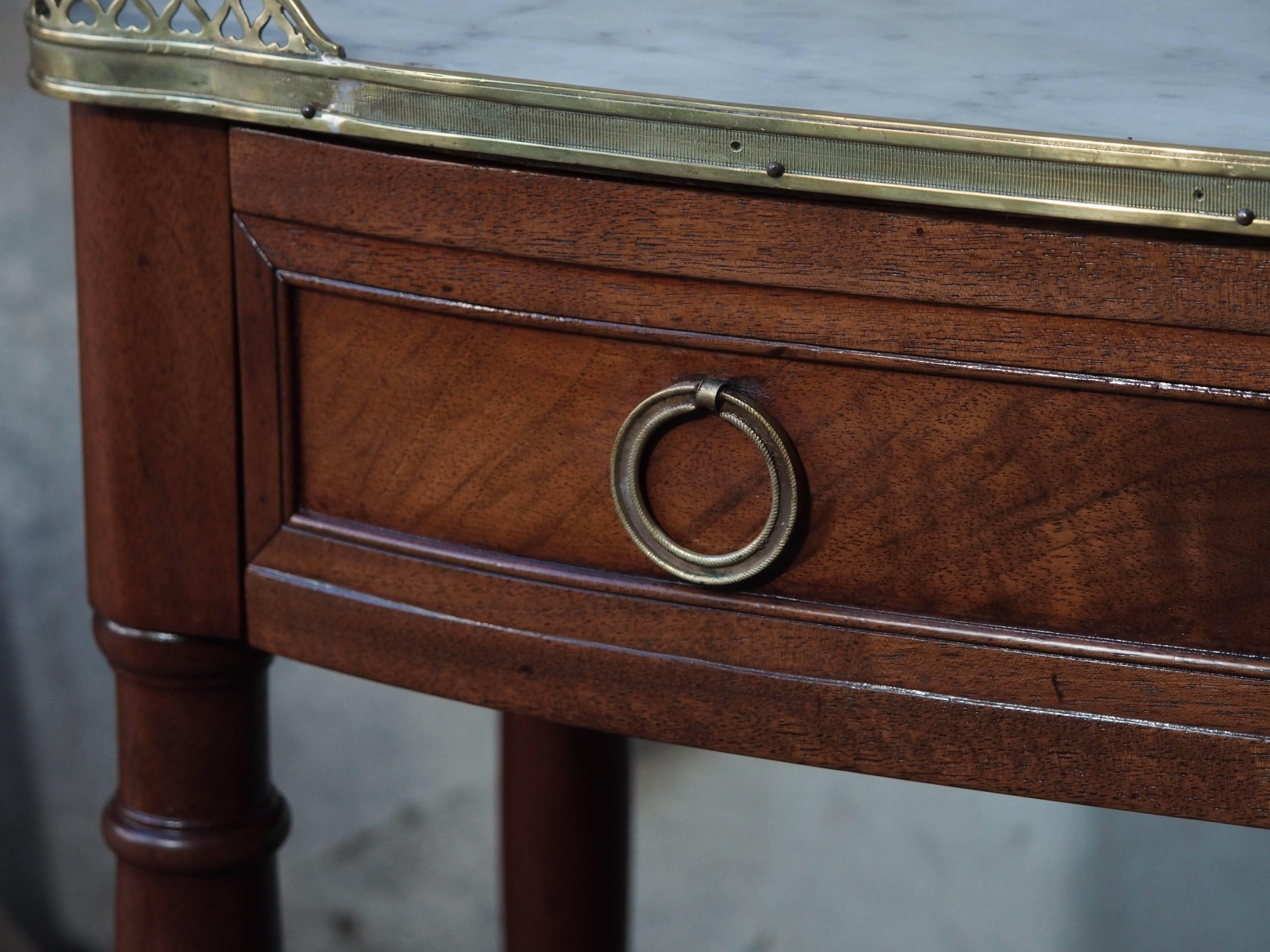 18th Century Small Louis XVI Period Mahogany Console with White Marble Top 