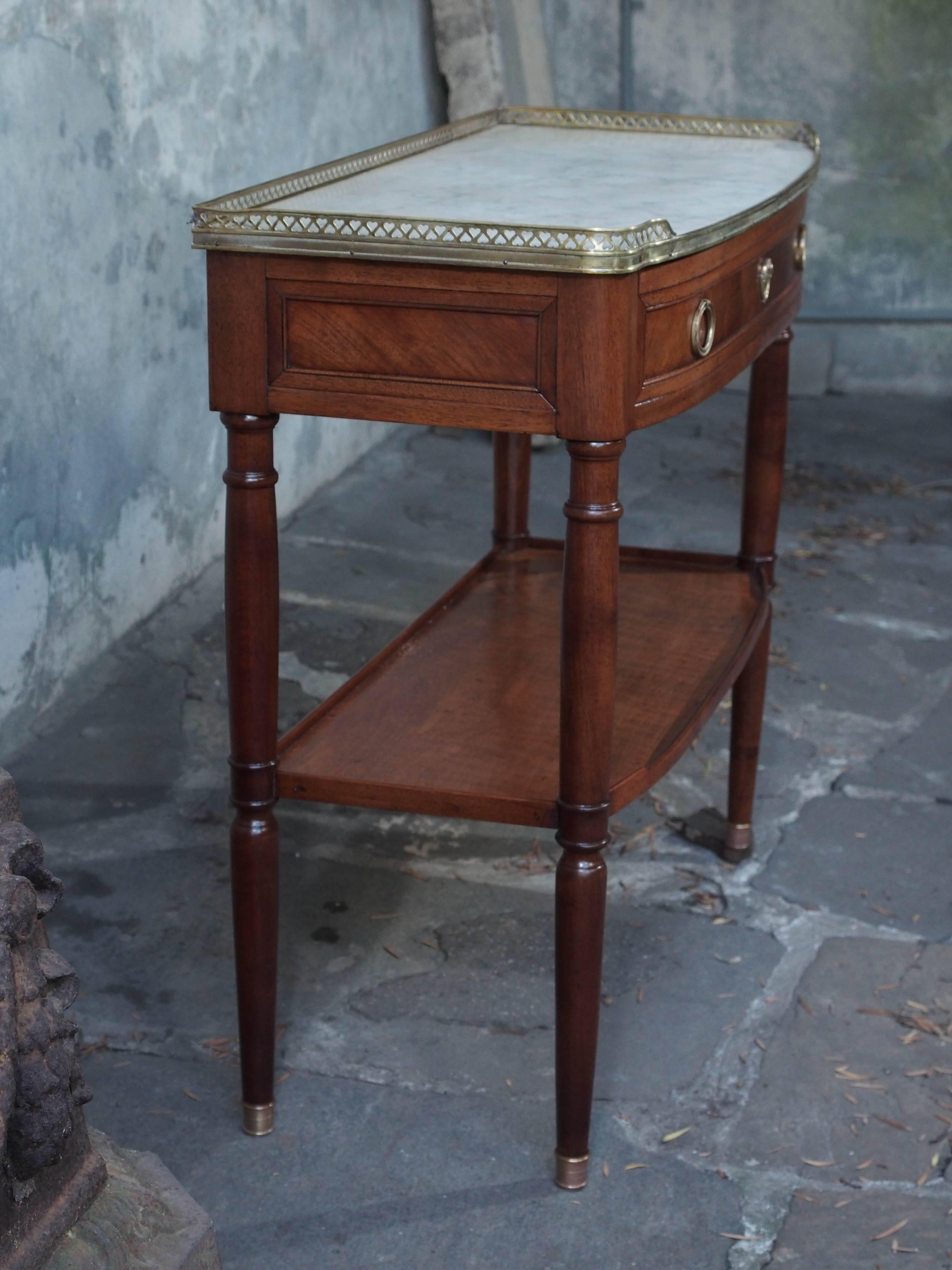 Small Louis XVI Period Mahogany Console with White Marble Top  4