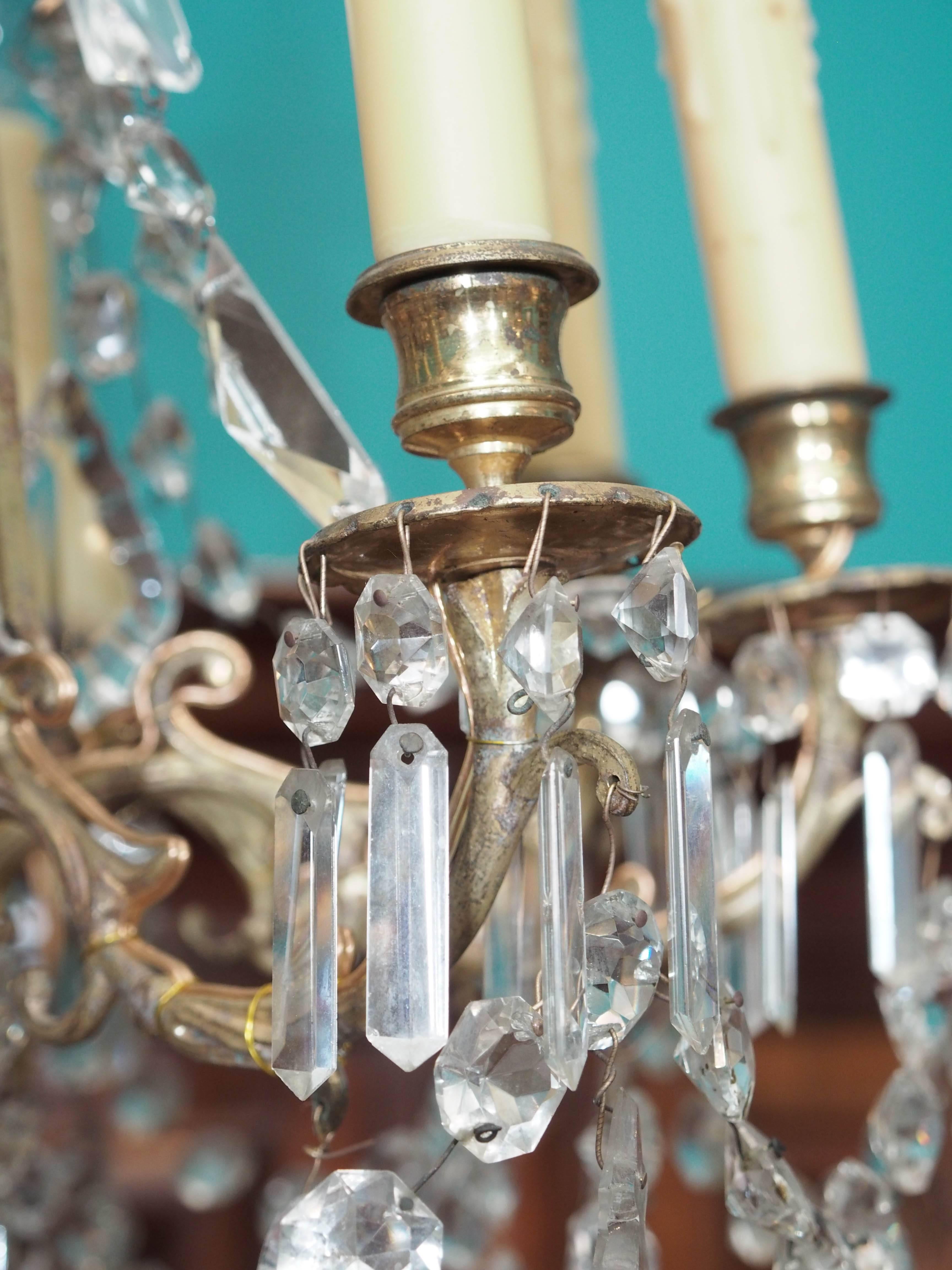19th Century Small French Charles X Period Crystal Chandelier
