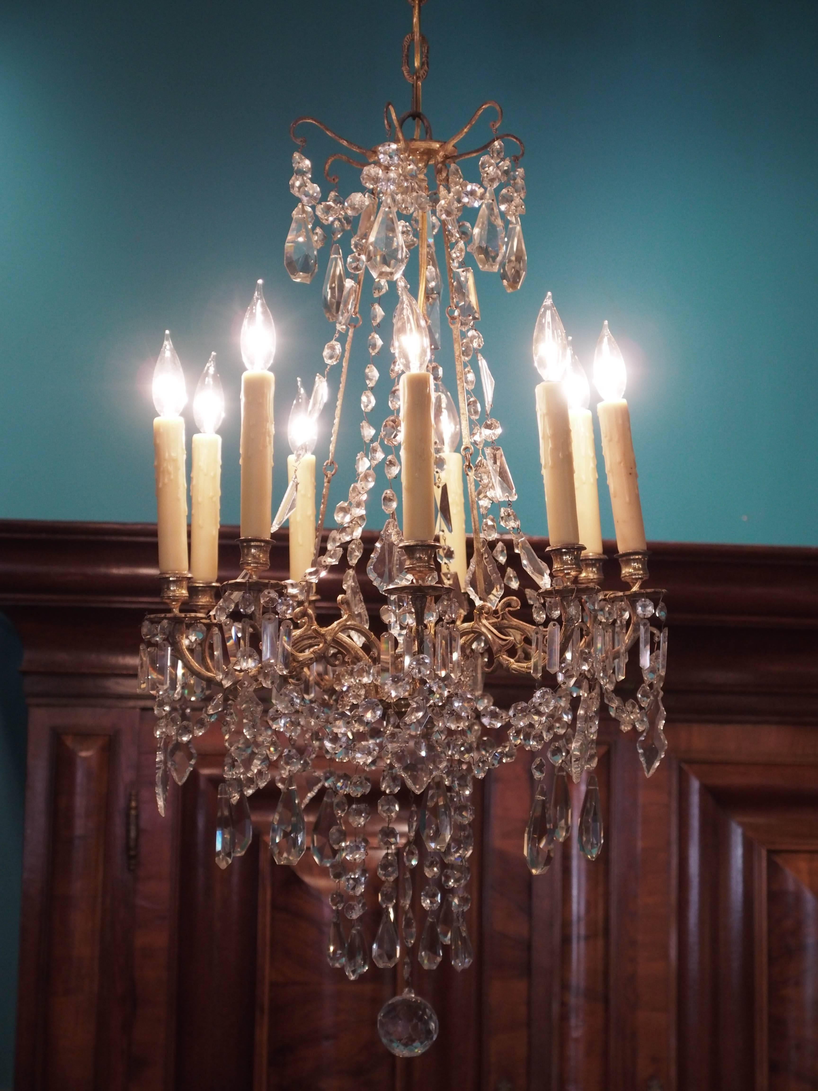 Small French Charles X Period Crystal Chandelier 3