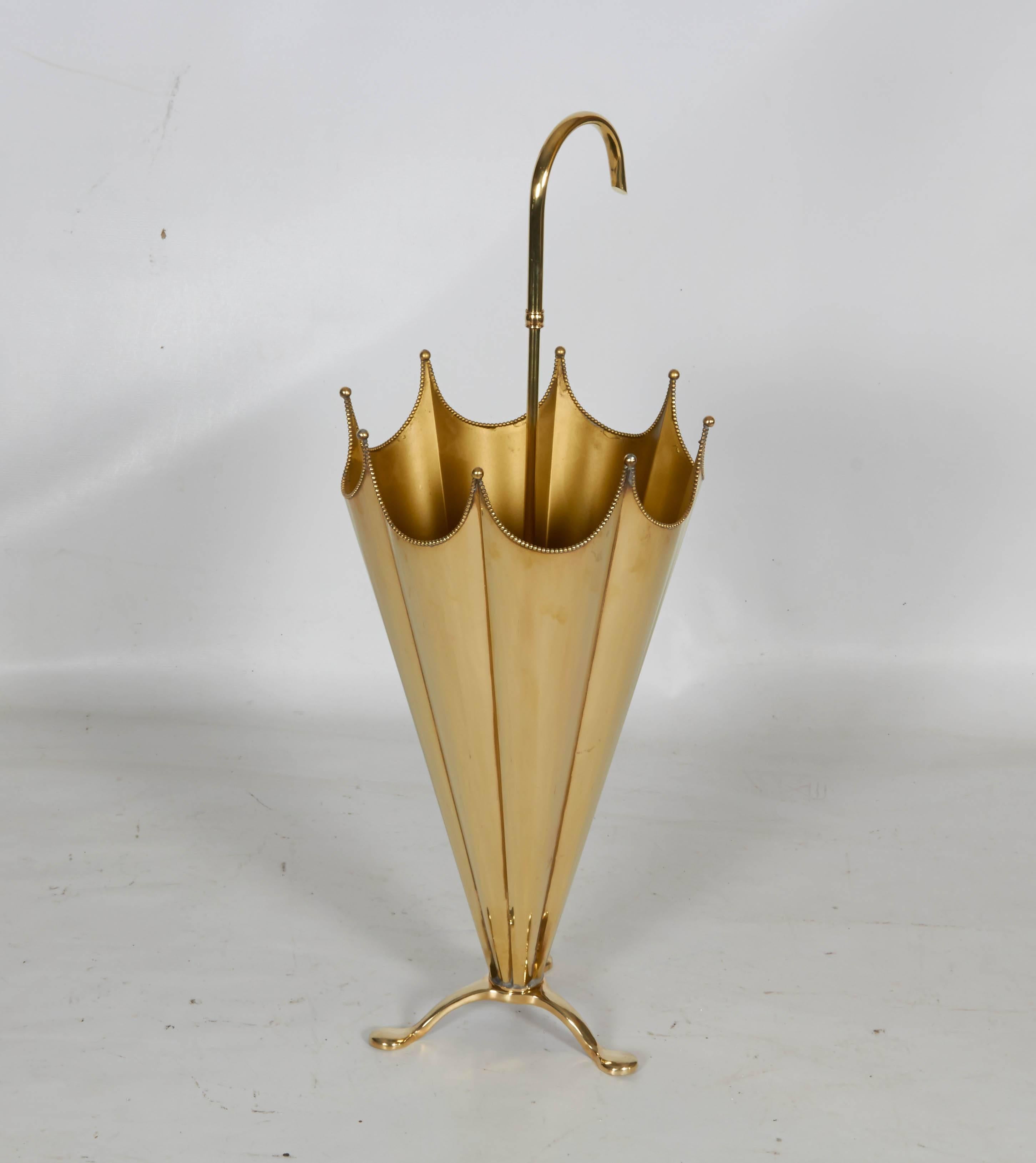 Mid-Century Modern Charming Brass Umbrella Stand