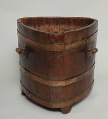Triangular Oak and Bronze Log Bin