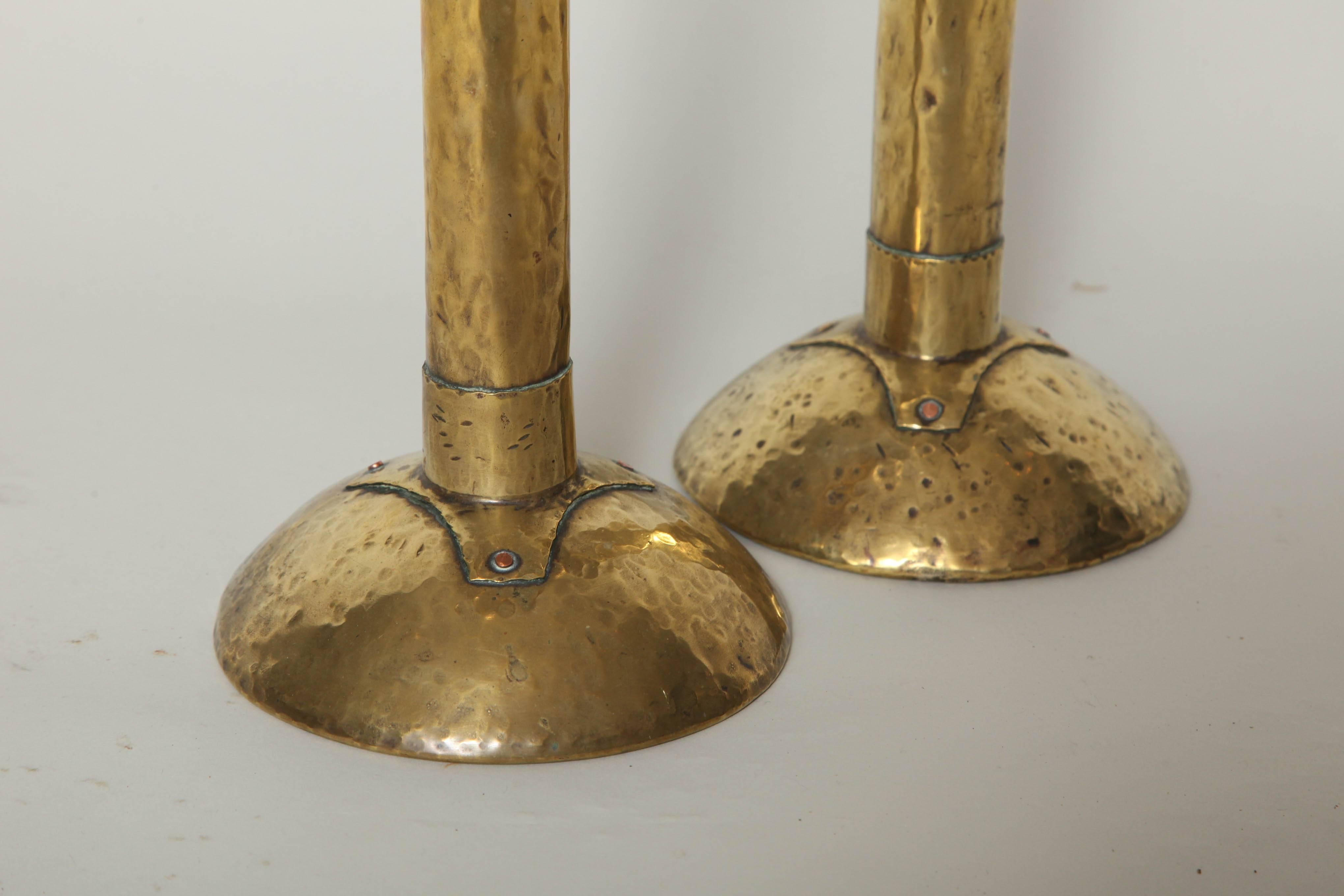 arts and crafts brass candlesticks