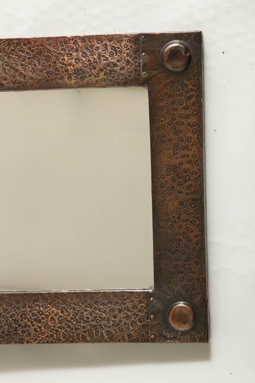 English Arts And Crafts Hammered Copper Mirror At 1stdibs Fine English Arts Crafts Hammered Copper Mirror Having Reverse Beaten Roundels Pin Riveted Seams