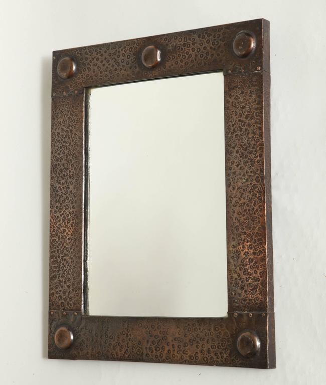 English Arts and Crafts Hammered Copper Mirror at 1stDibs