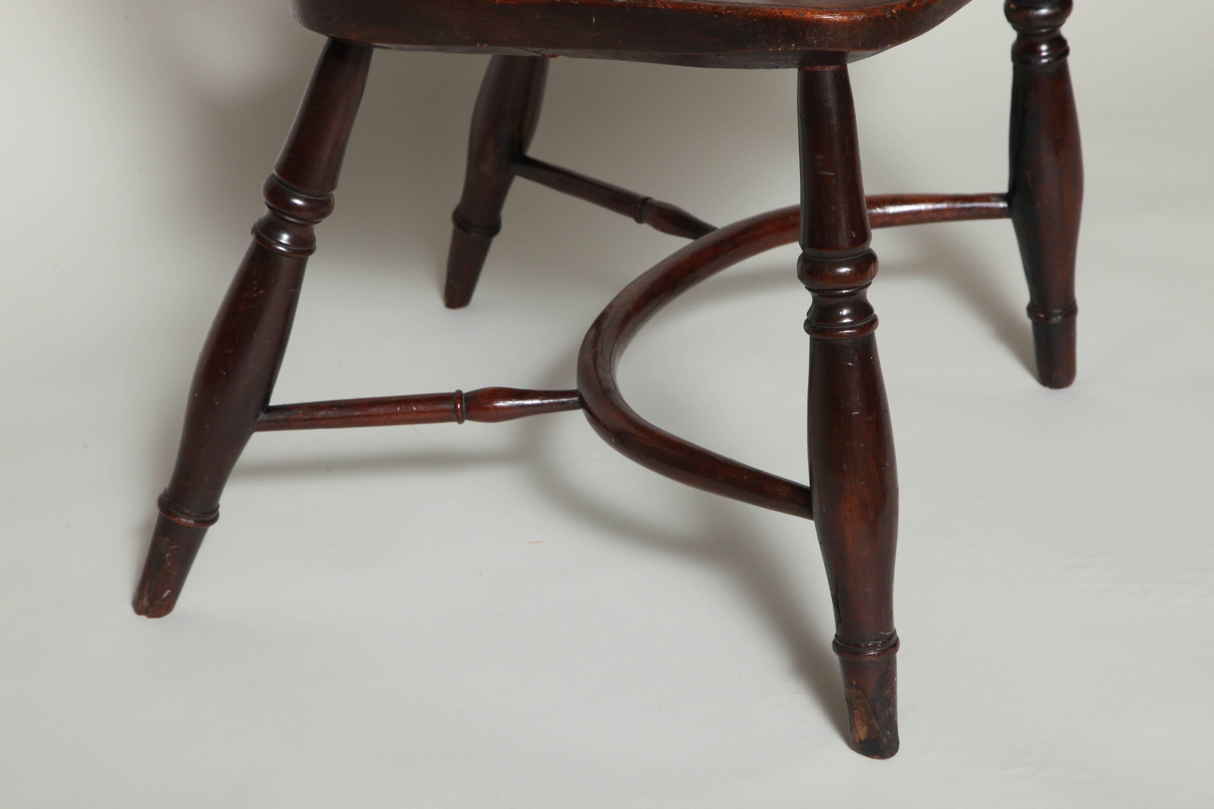 Rare early 19th century yew wood Windsor armchair with interlaced 