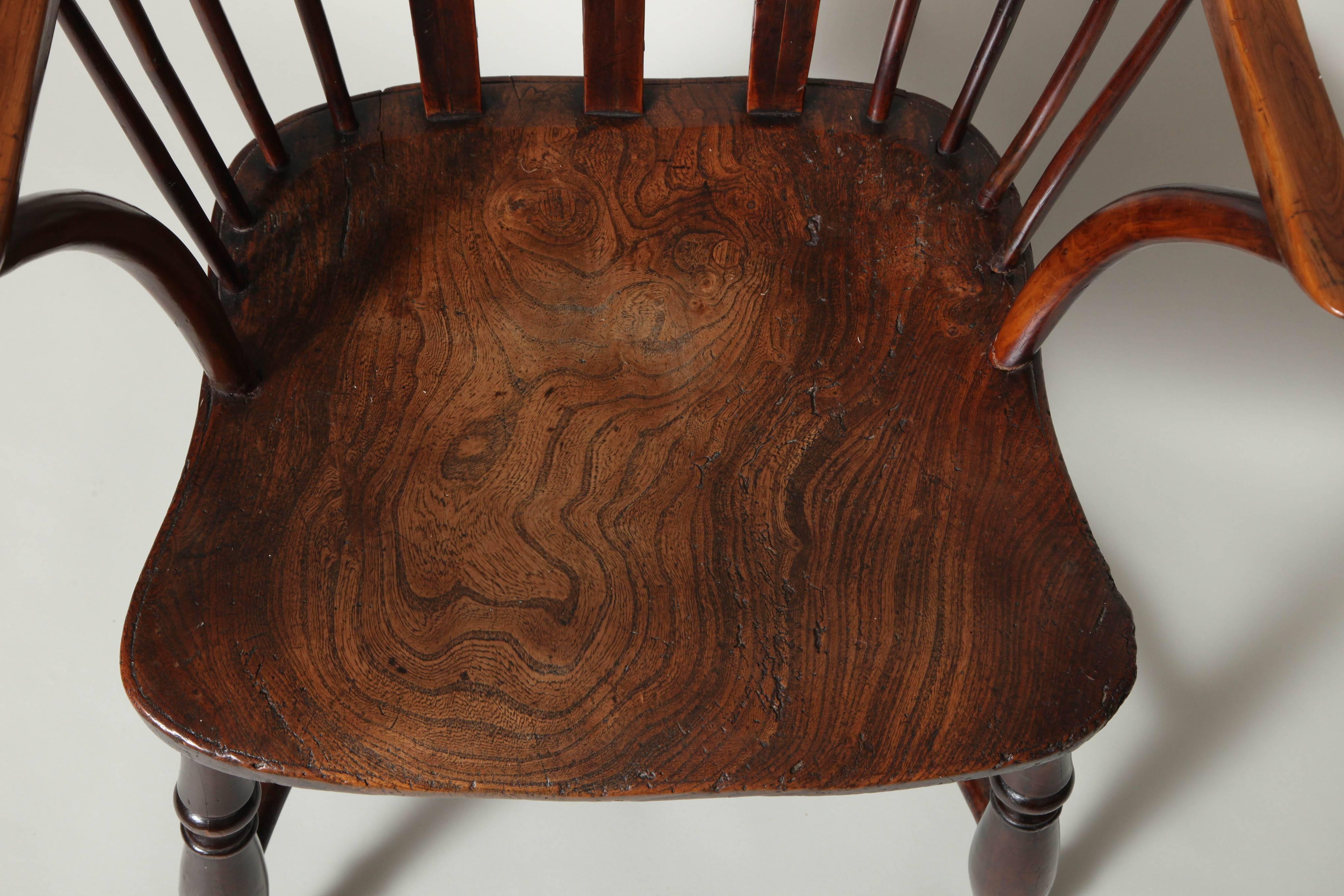 Fine Early 19th Century Yew Wood Regency Gothic Windsor Armchair 1