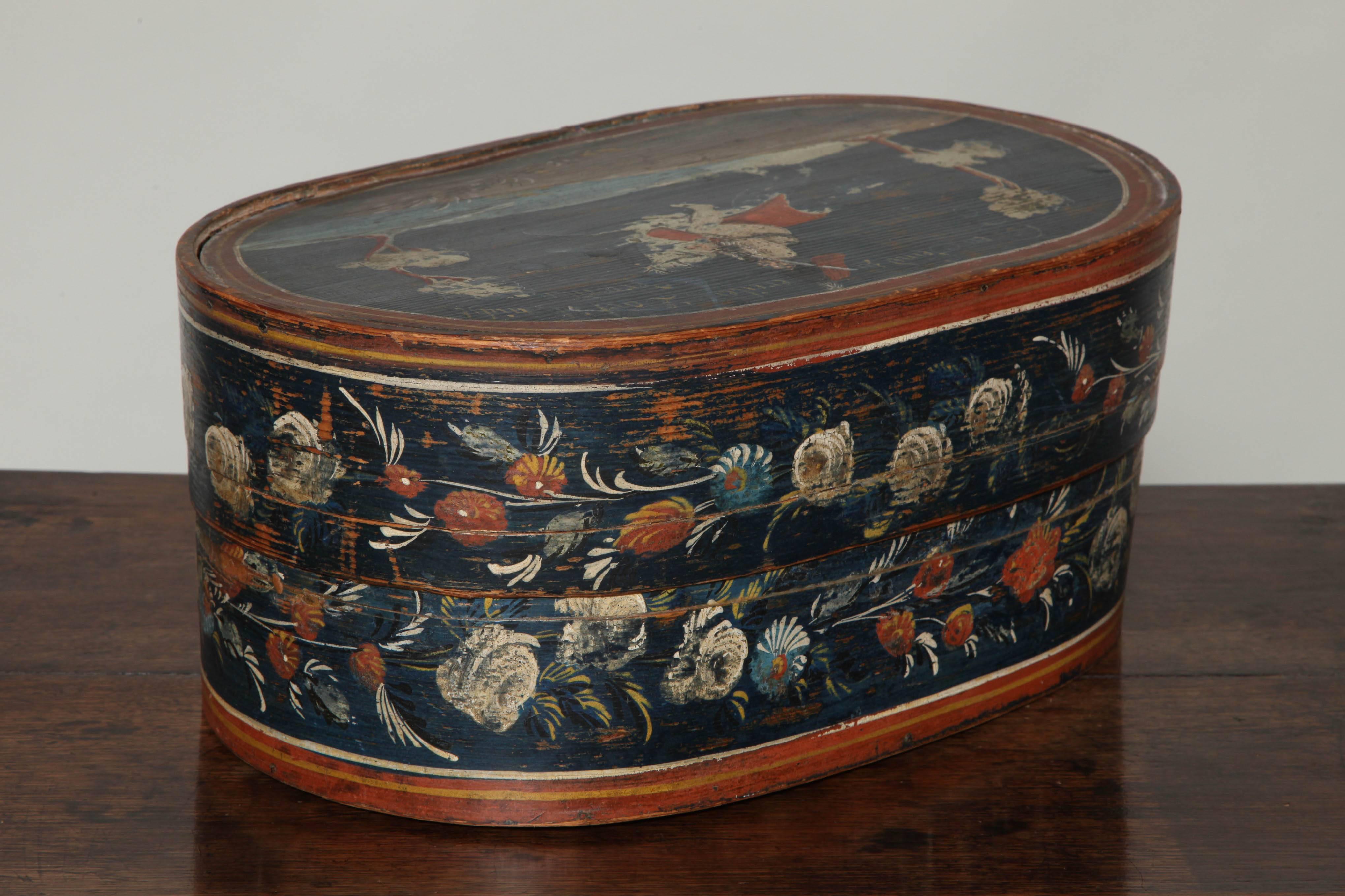 Finely Decorated Scandinavian Oval Pantry Box 1