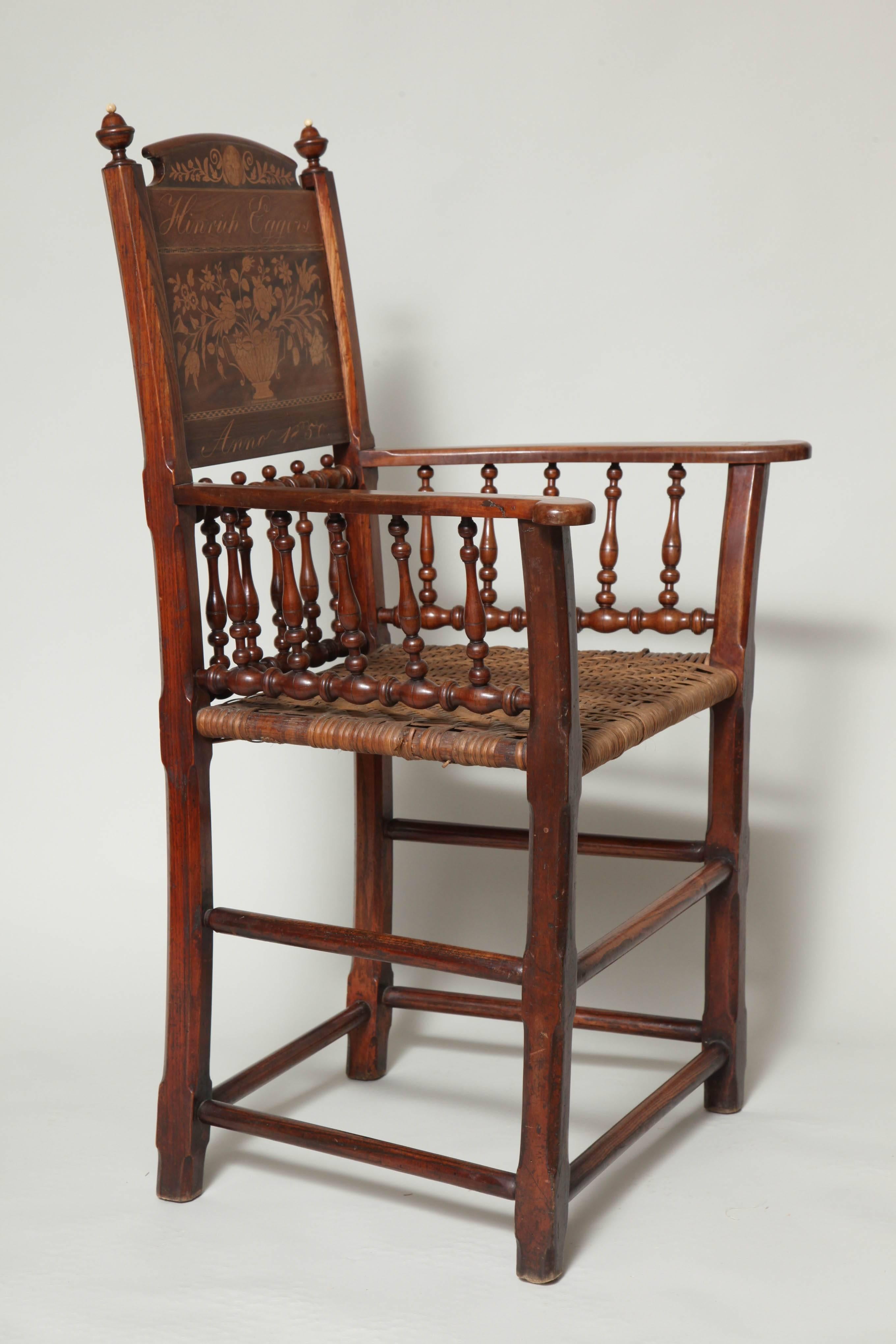 Seltener preußischer „Vierlander“-Sessel aus der Mitte des 19. Jahrhunderts (Obstholz) im Angebot