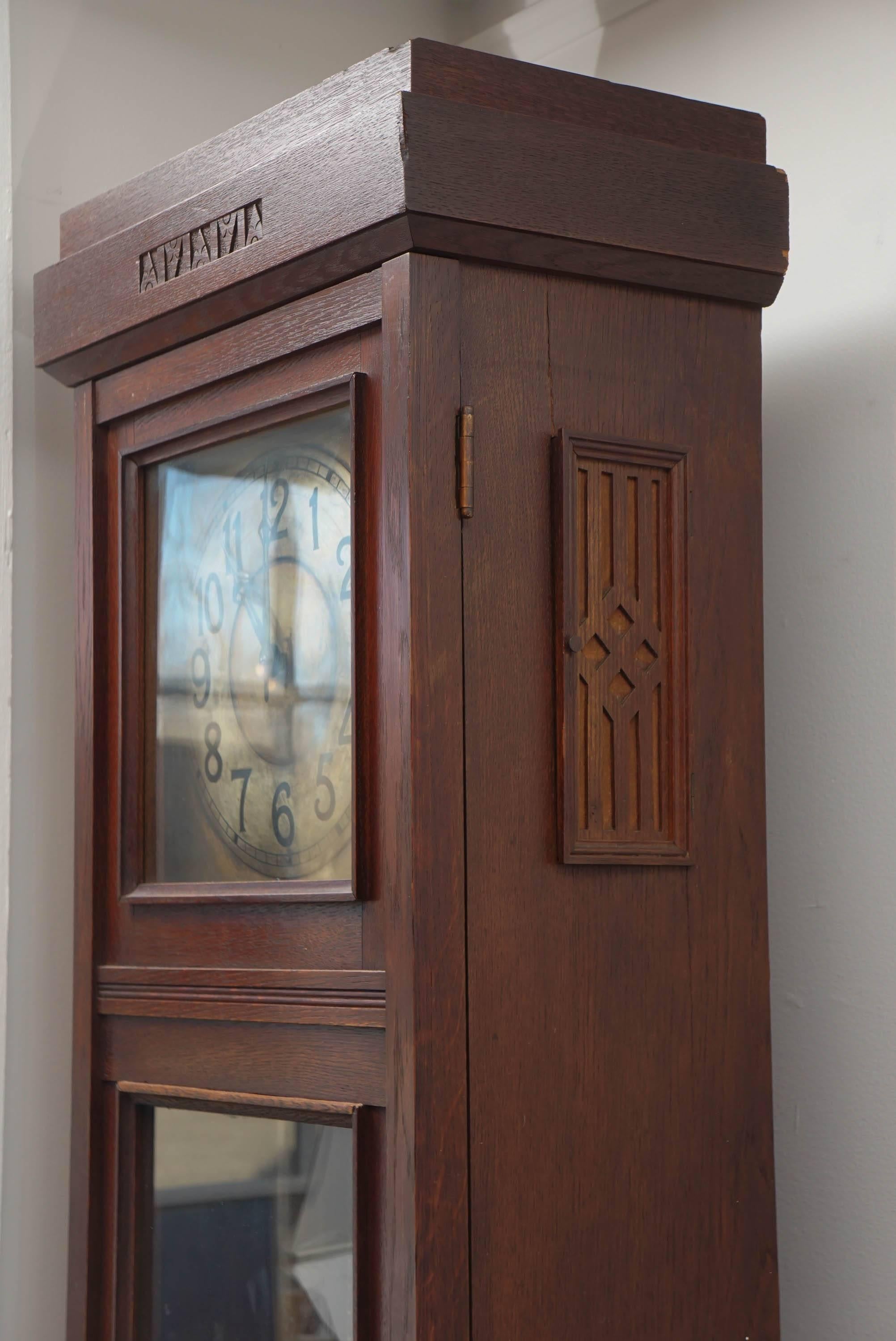 Bronze German Arts & Crafts Tall Case Clock, Lenzkirch, circa 1905 For Sale