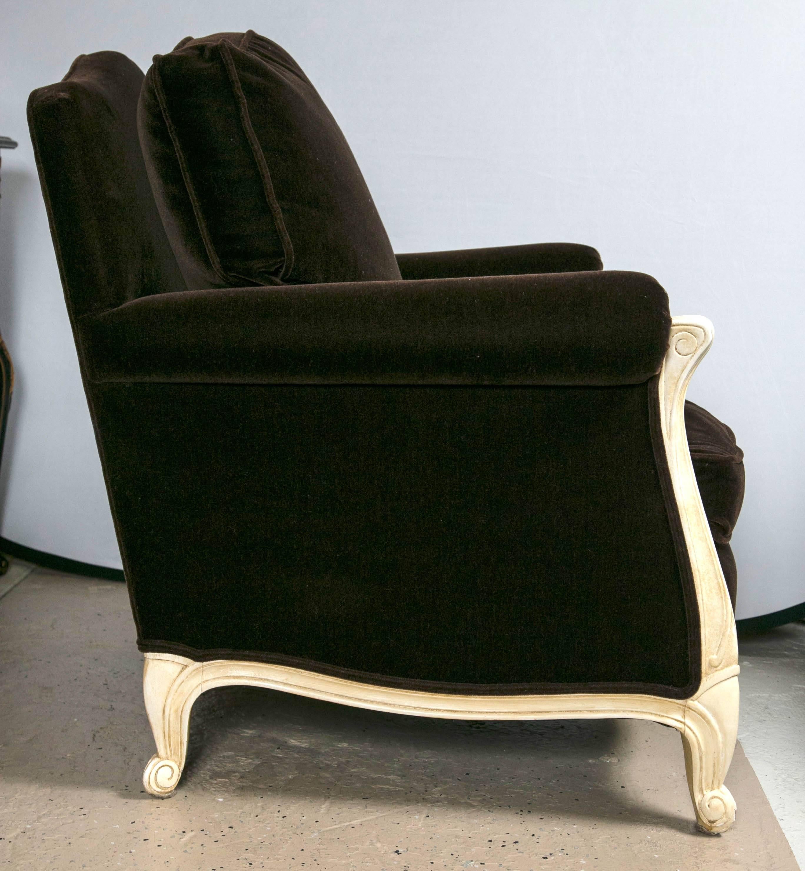 French ON SALE NOW! SALE! Pair of  Gorgeous Chocolate Mohair Down Chairs Louis XV Style