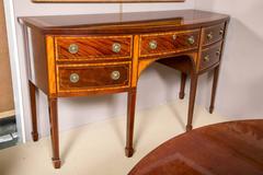 Mahogany and Satinwood Inlaid Bowfront Sideboard by Baker Historic Collection