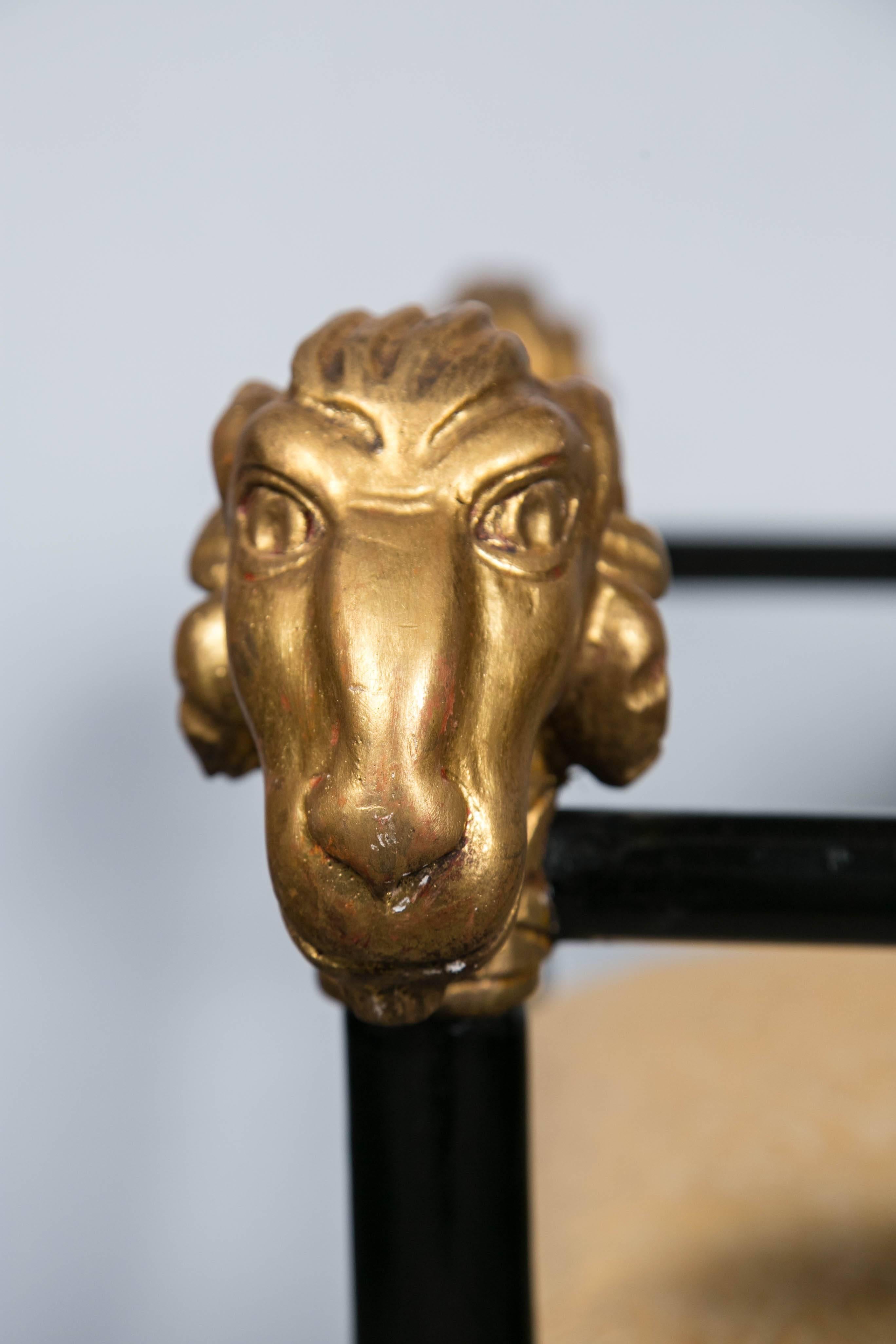 Pair of Ram's Head Ebonized and Gilt Gold 