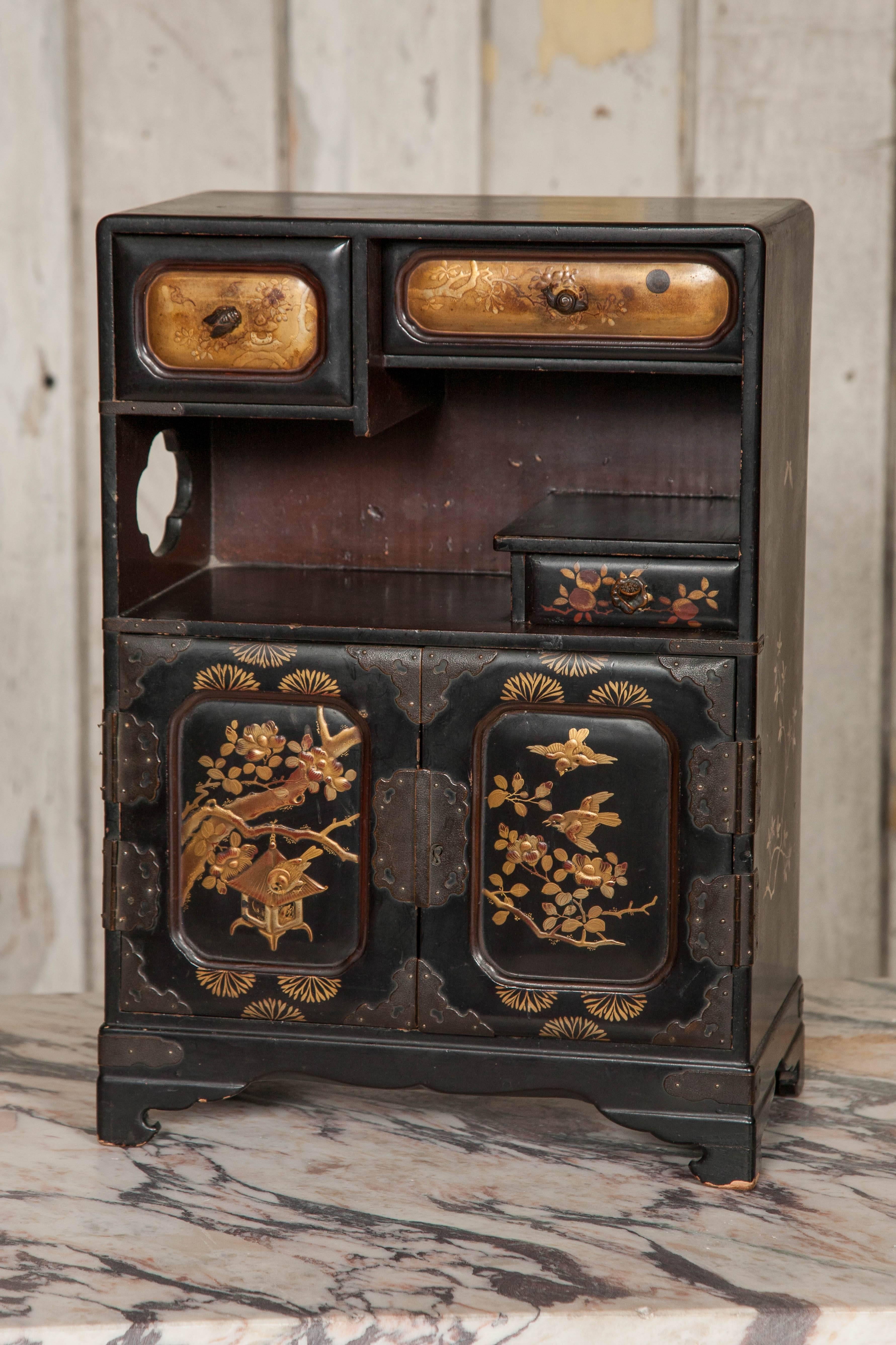 19th Century Antique Chinoiserie Miniature Cabinet