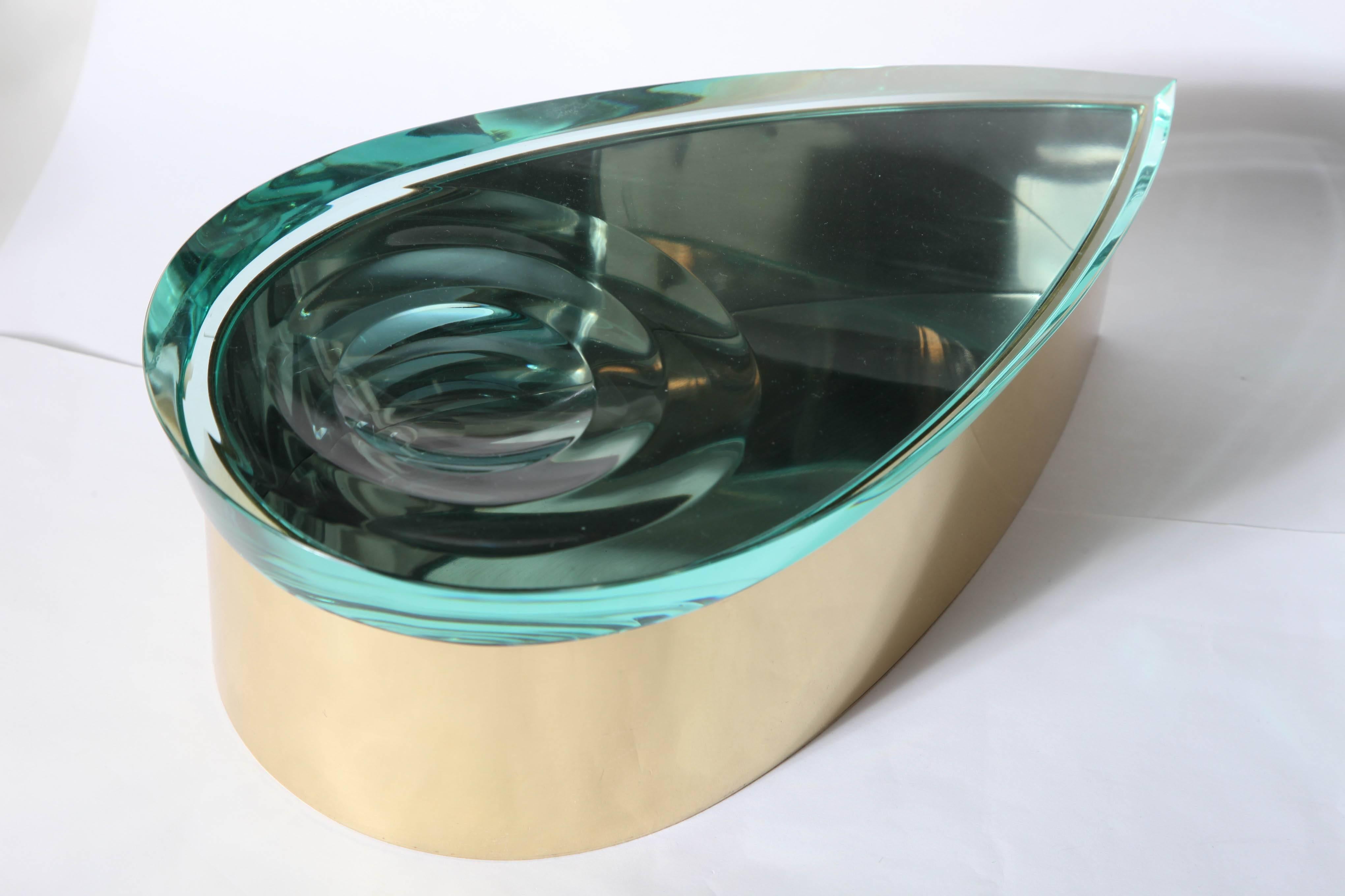 Contemporary Sculptured Glass Box by R. Rida made in Italy For Sale